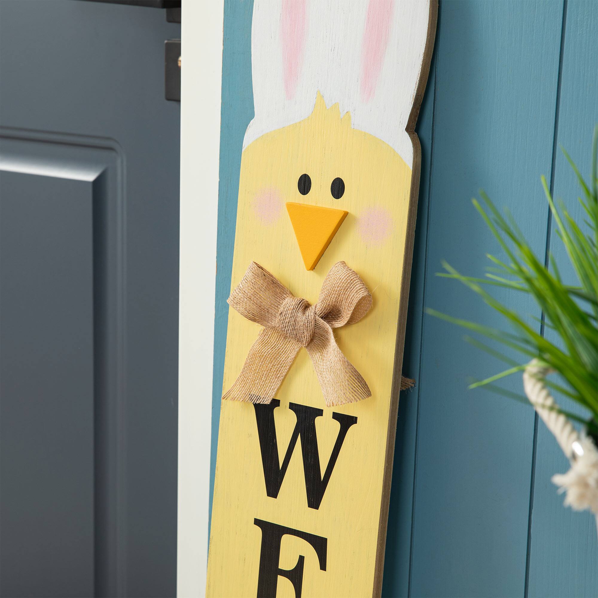 Glitzhome® 42" Wooden Double-Sided Easter Welcome Porch Sign with Bunny Ears