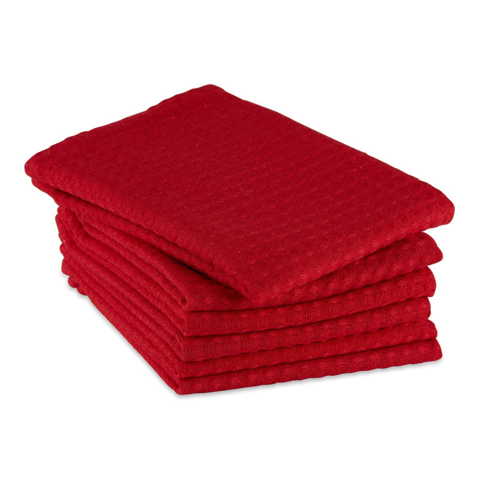 DII® Red Recycled Cotton Waffle Dish Towels, 6ct.