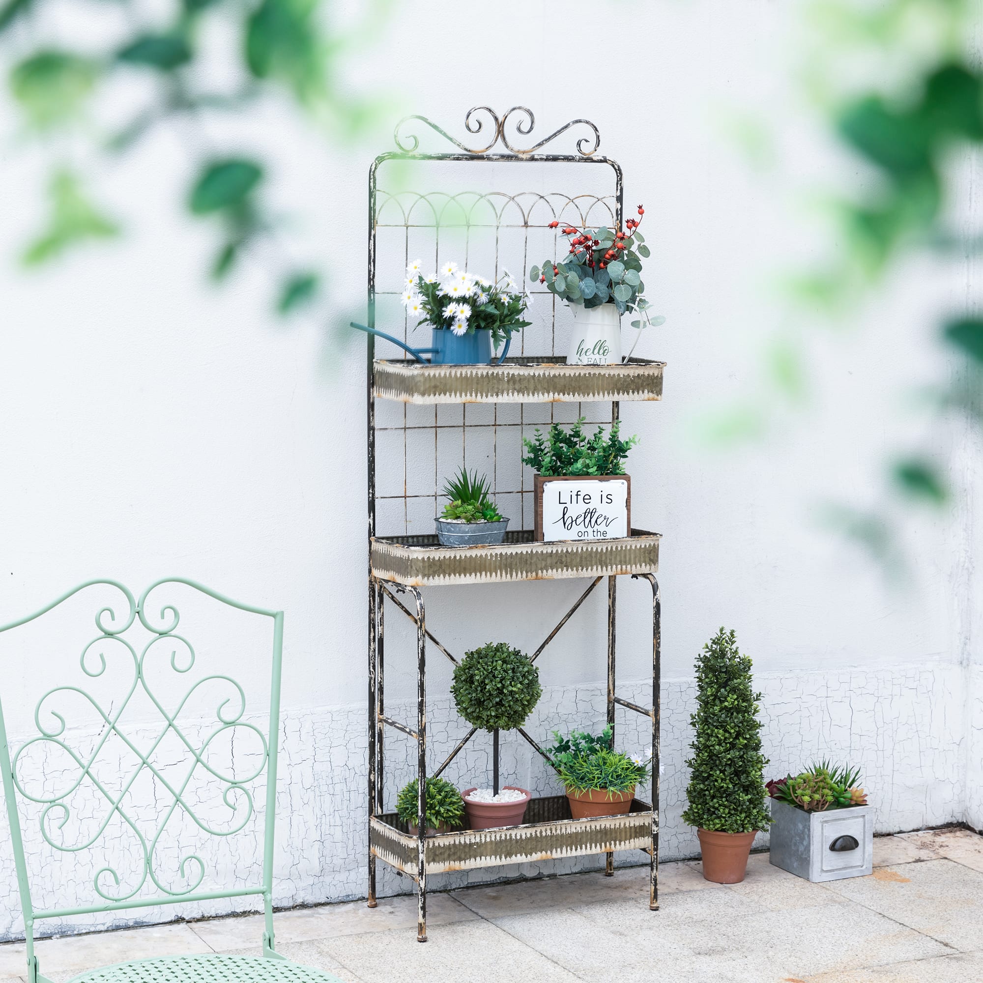 Glitzhome® 68" Farmhouse Metal Planter Stand