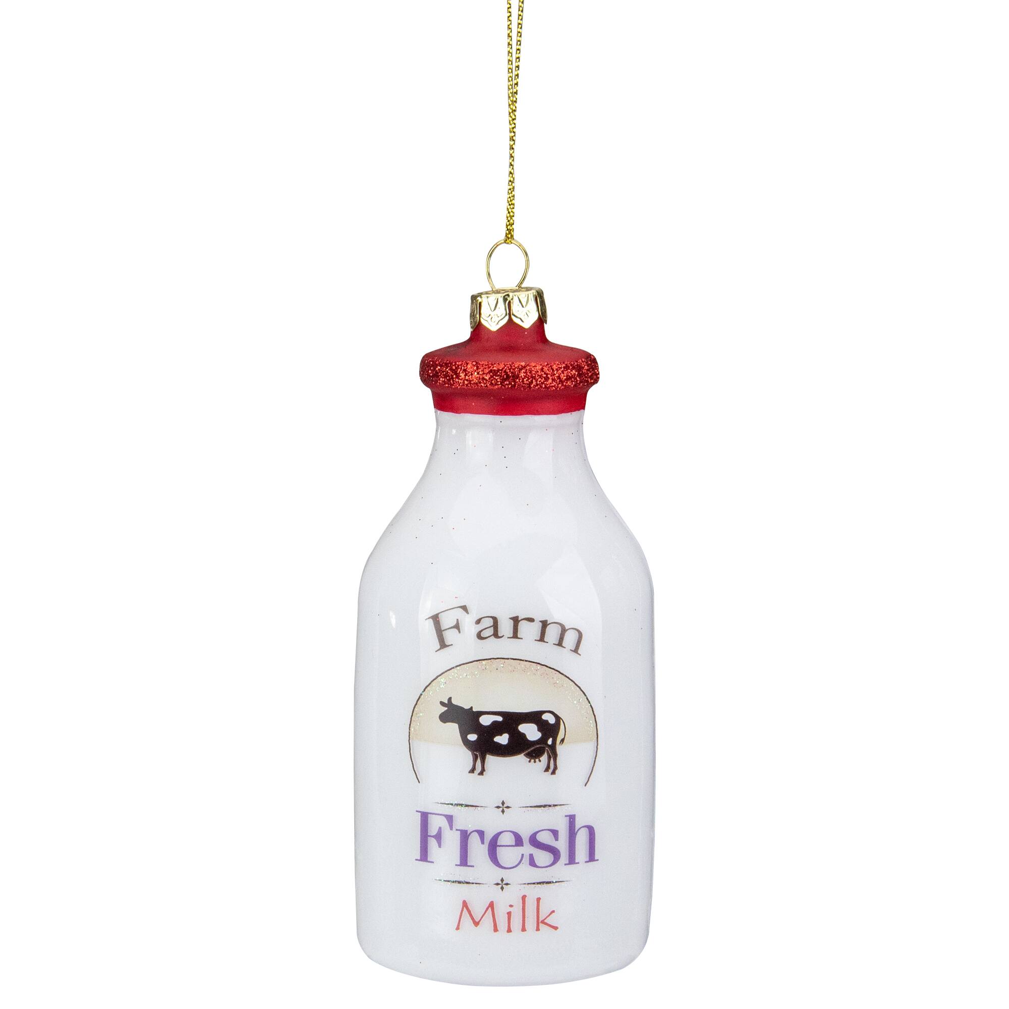 4.5&#x22; Farm Fresh Milk Glass Bottle Ornament
