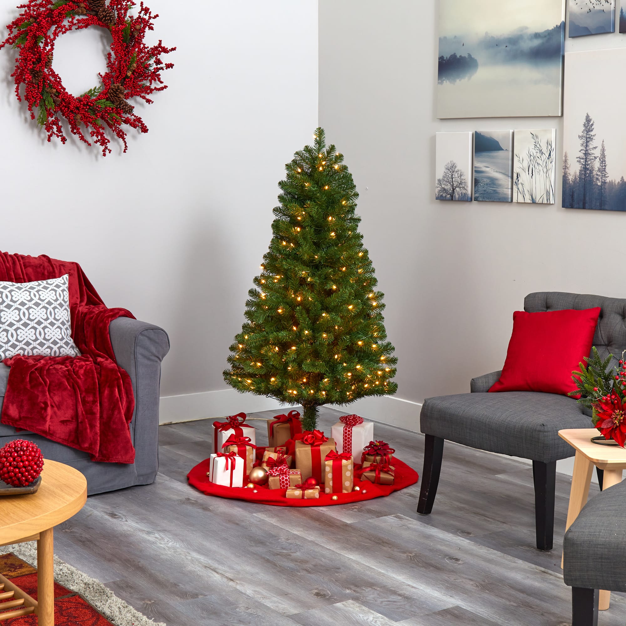 5ft. Pre-Lit Virginia Fir Artificial Christmas Tree, Clear Lights