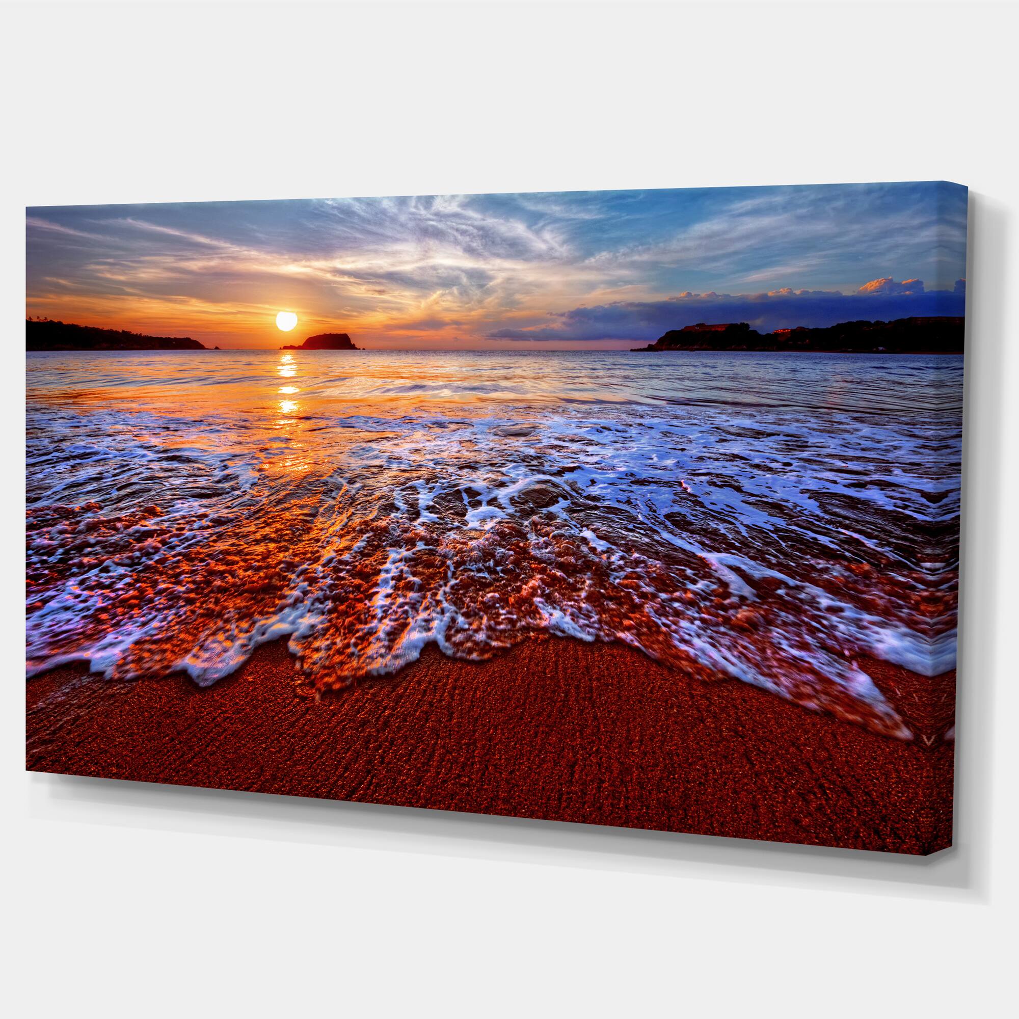 Designart - Colorful Sunset with Bright Waters - Seashore Canvas Art Print