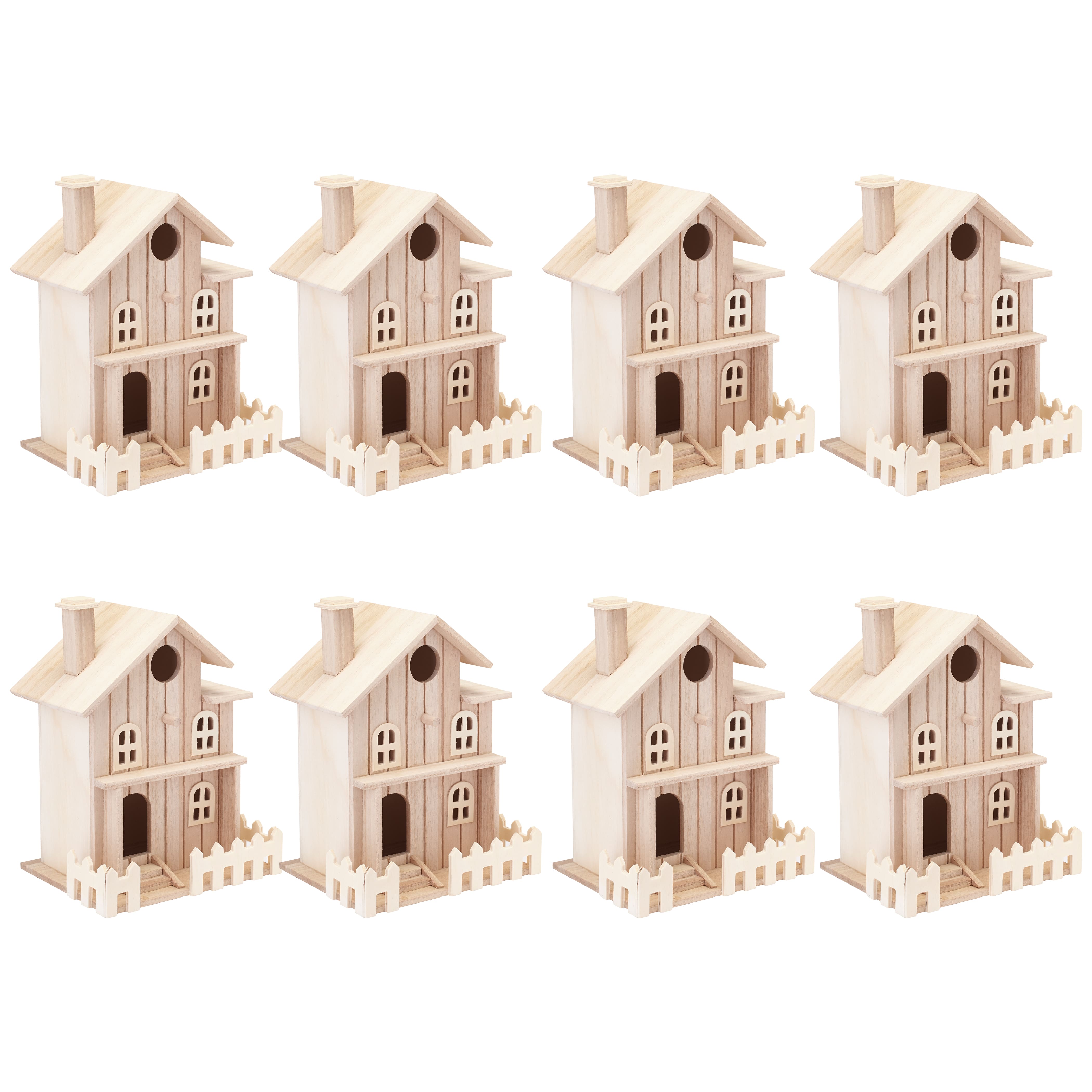 8 Pack: 8.5" Two Story Cottage Birdhouse by Make Market®