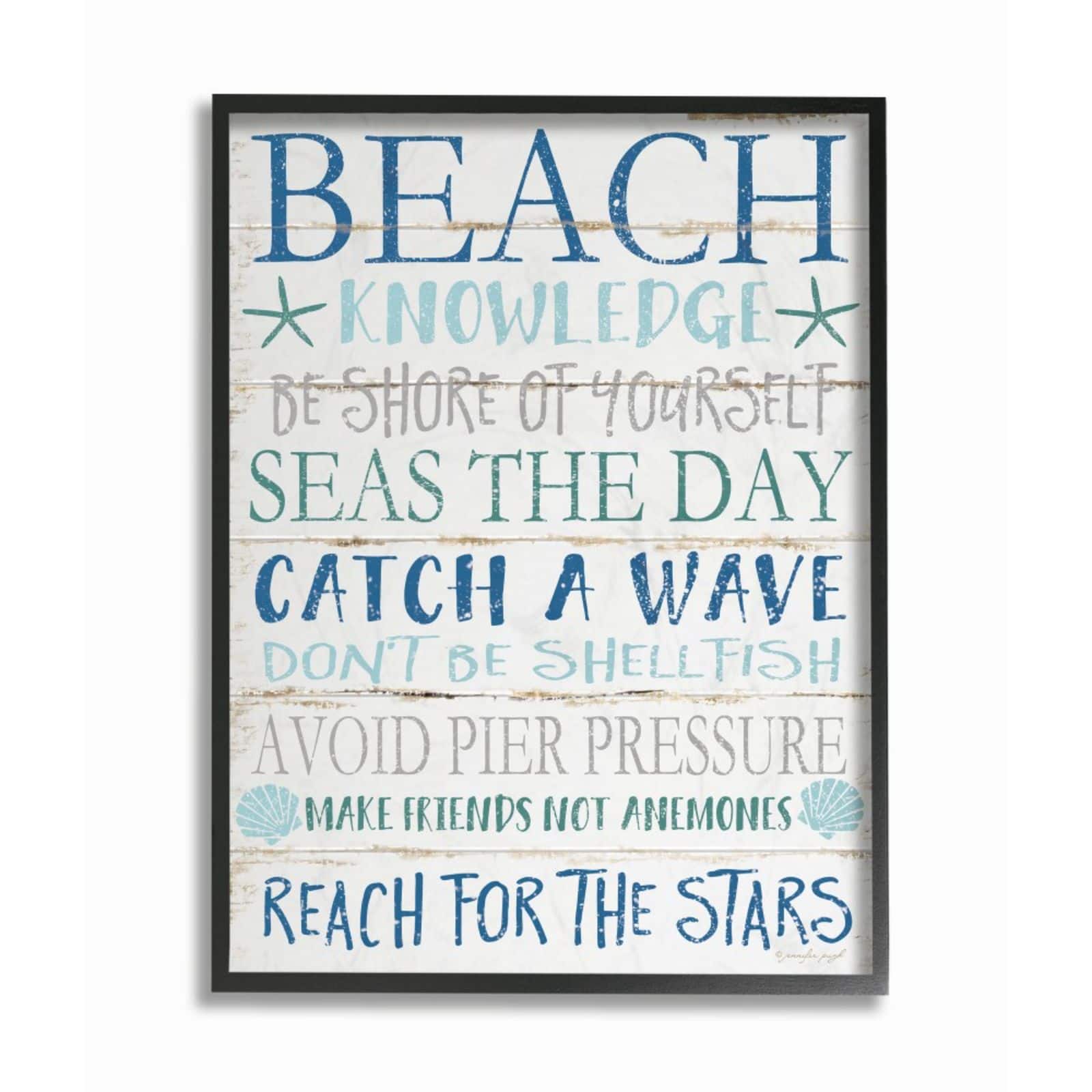 Stupell Industries Beach Knowledge Black Framed Wall Art