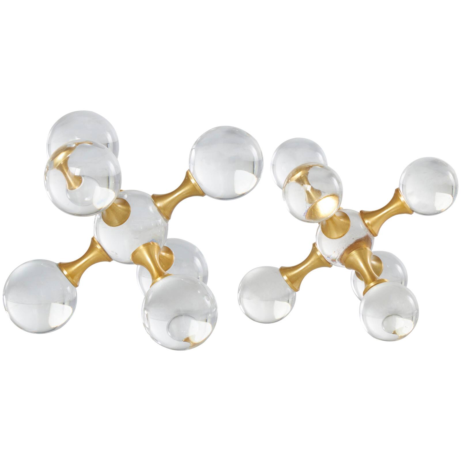 Clear & Gold Crystal Jack Inspired Orb Sculpture Set