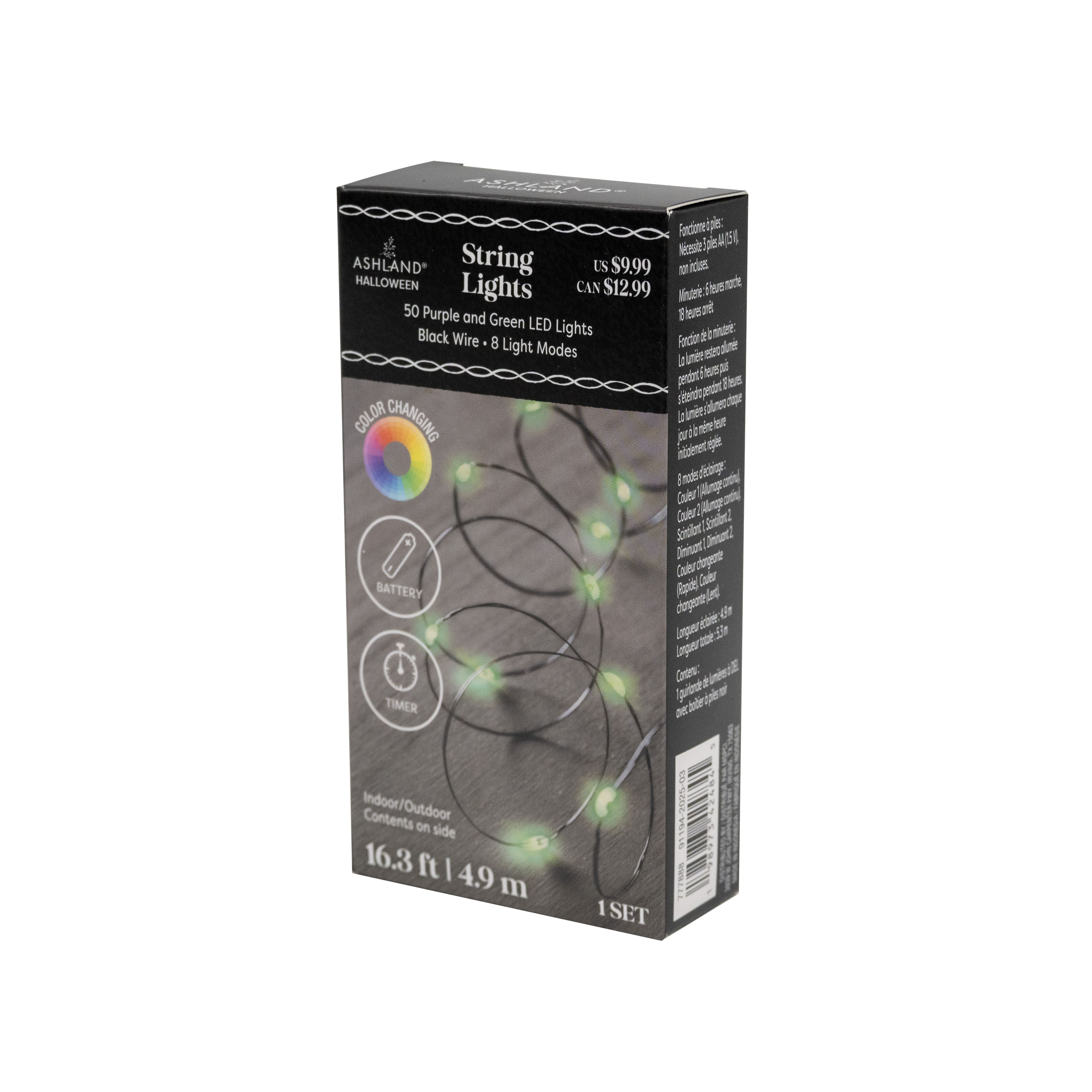 50ct. Color Changing Purple & Green LED String Lights by Ashland®