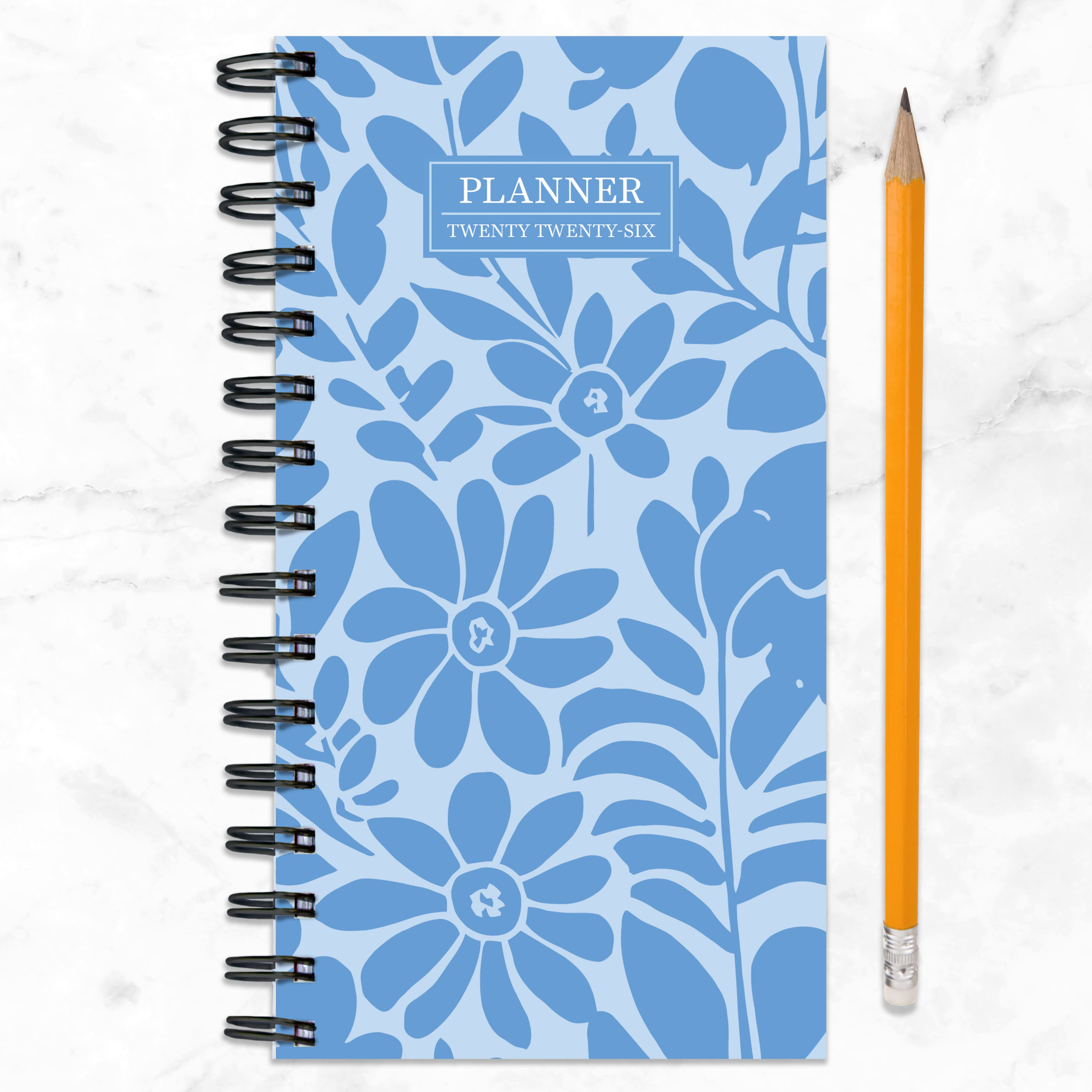 2026 Blue Blooms Small Weekly Monthly Planner