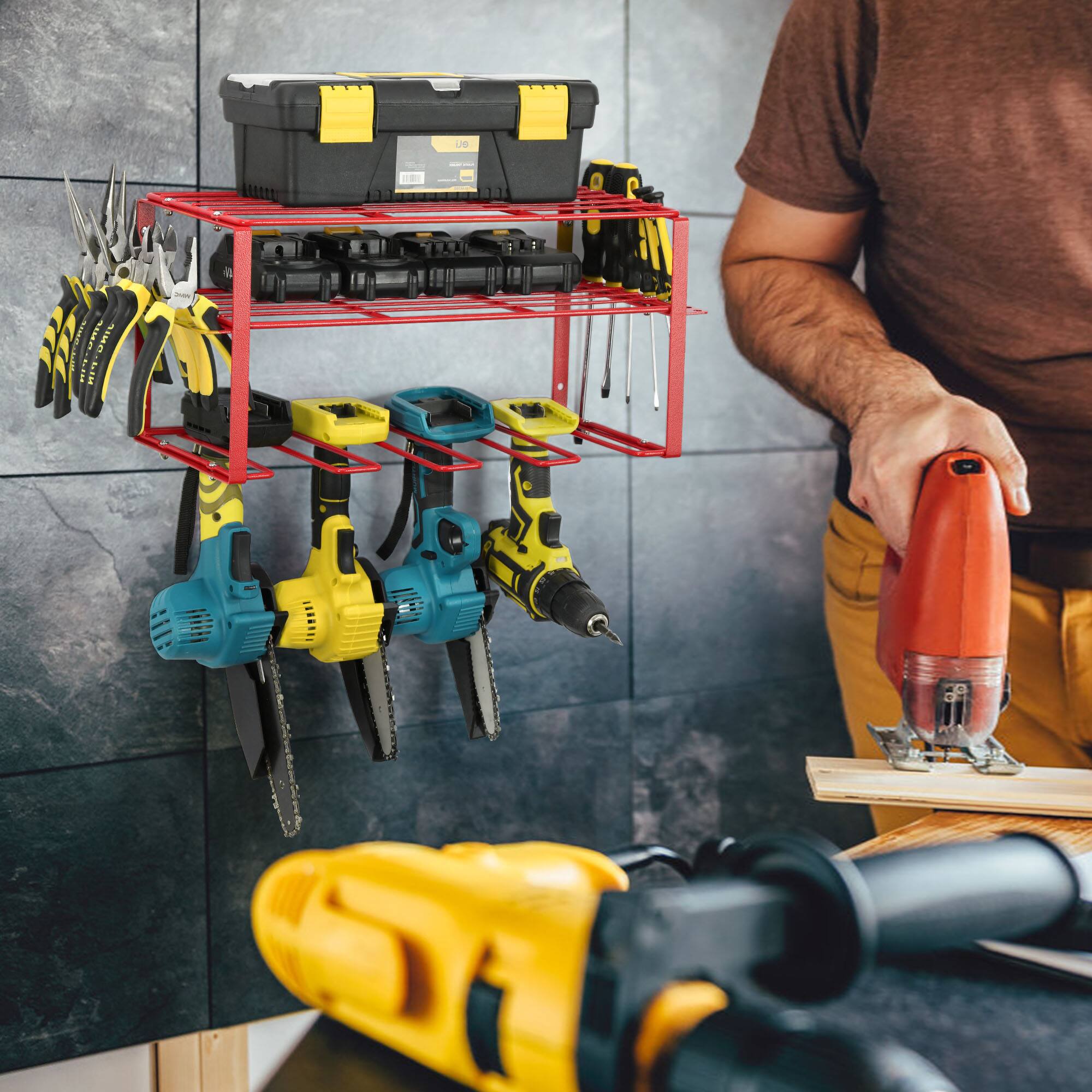 NEX™ 16.5" Red Power Tool Organizer Wall Shelf