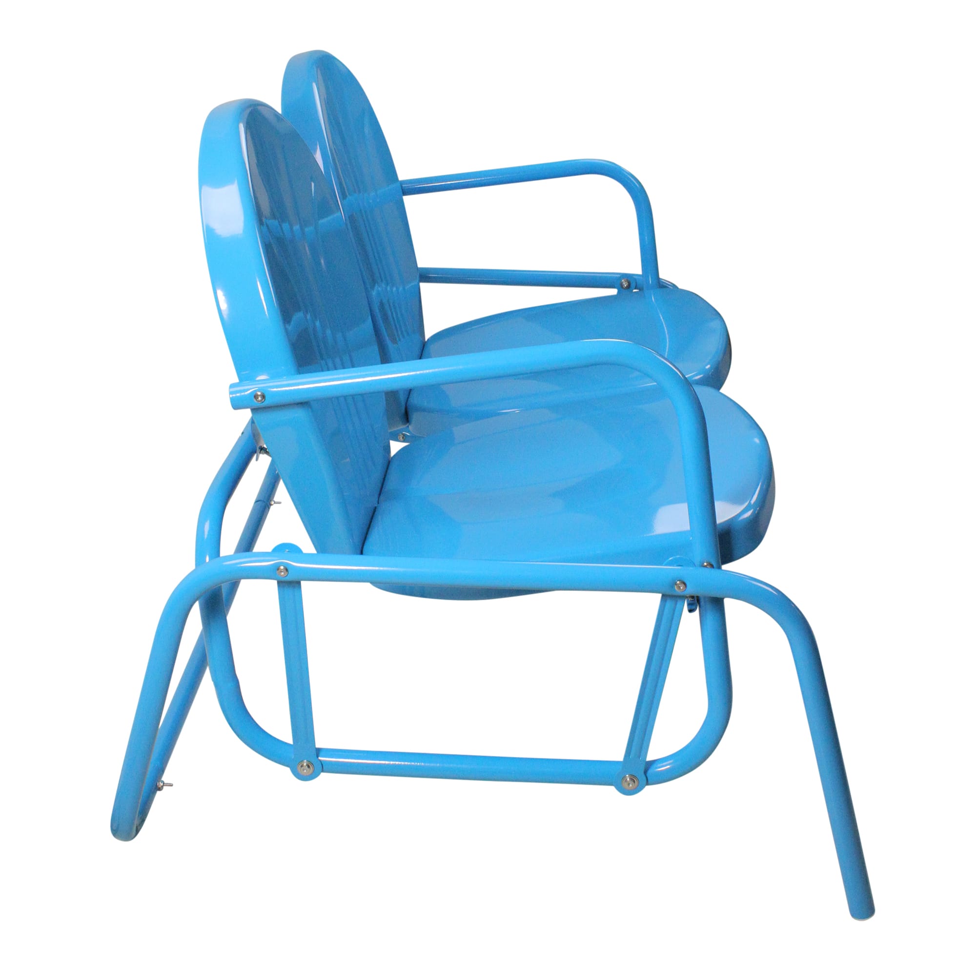 2-Person Outdoor Retro Metal Tulip Double Glider Patio Chair