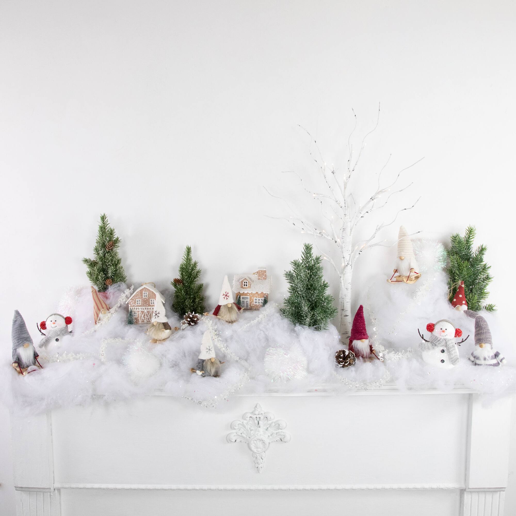 Set of 2 Red and Gray Striped Gnome Plush Christmas Ornaments 6.25"