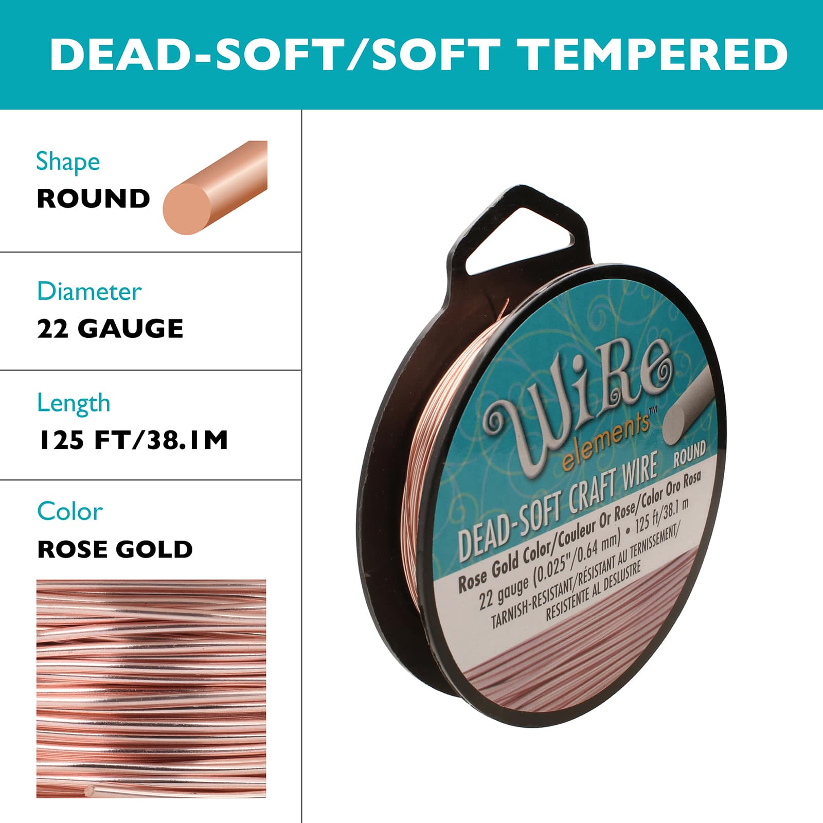 The Beadsmith® Wire Elements™ 22 Gauge Tarnish Resistant Soft Temper Wire, 125ft.