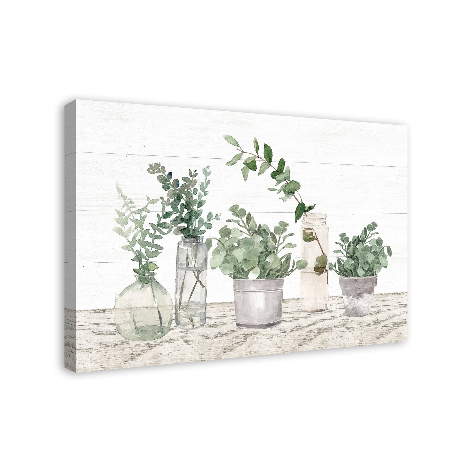 Glass Pots With Plants 36&#x22; x 24&#x22; Canvas Wall Art