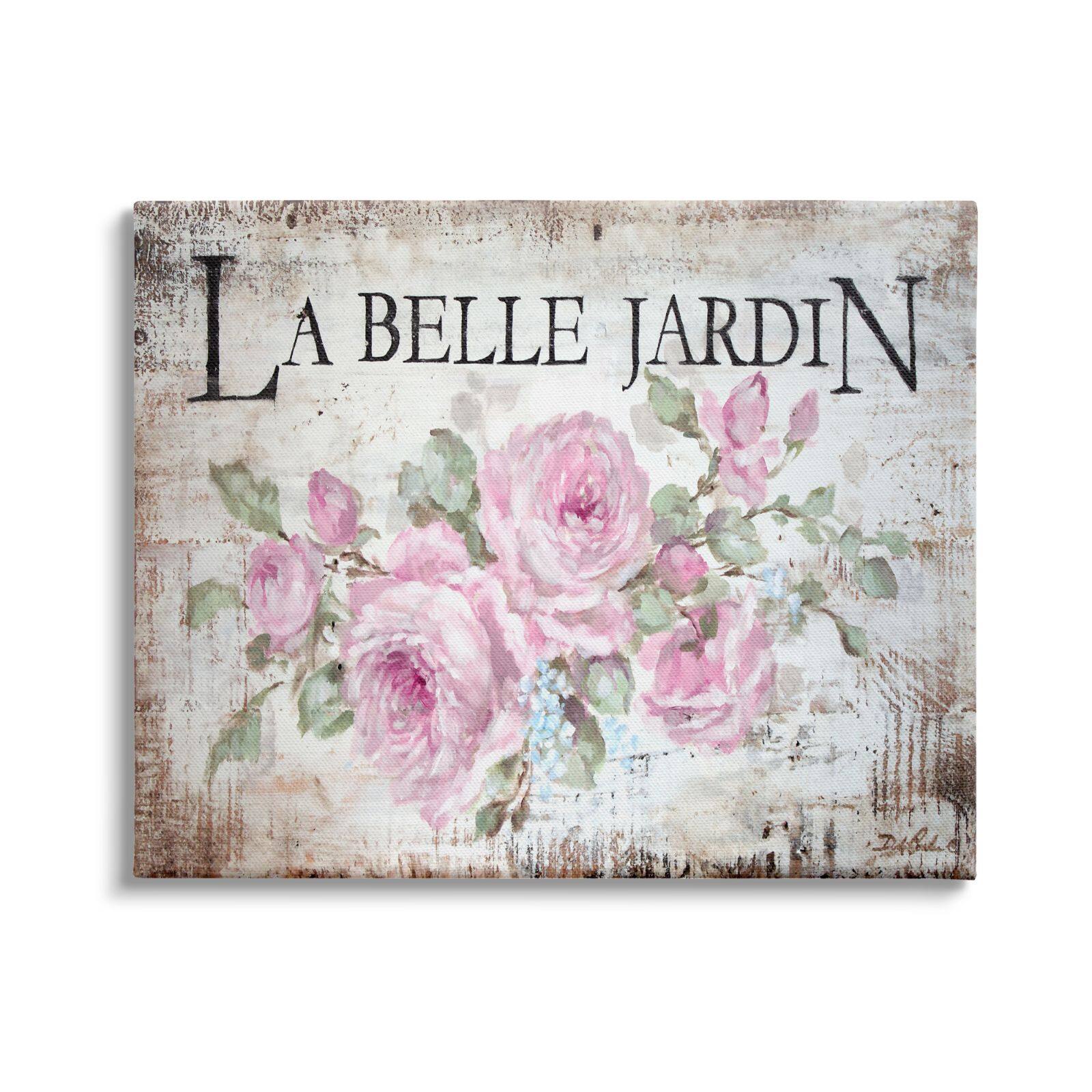 Stupell Industries La Belle Jardin Vintage Parisian Advertisement Pink Roses Canvas Wall Art
