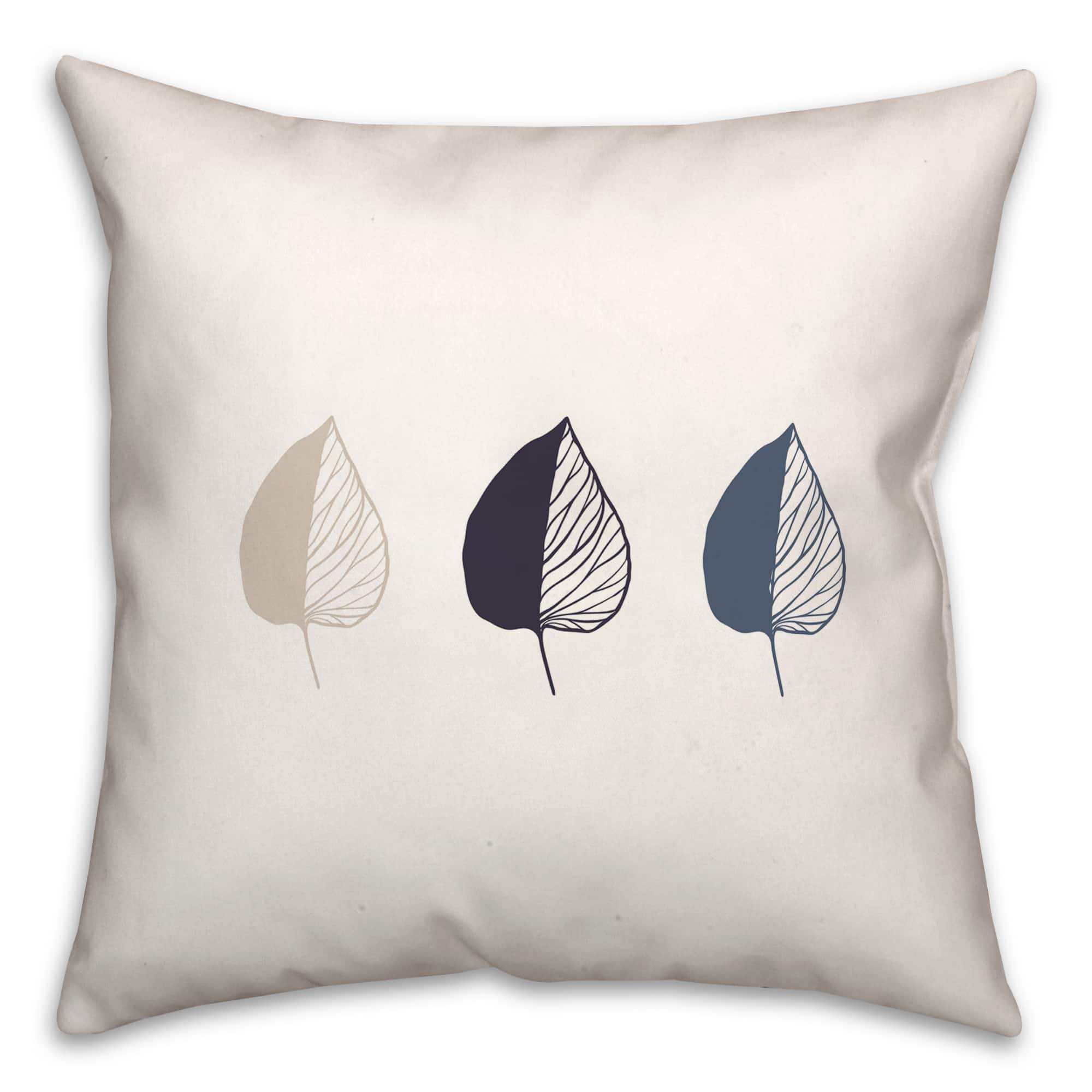 Solid & Stripped Fall Leaves Throw Pillow