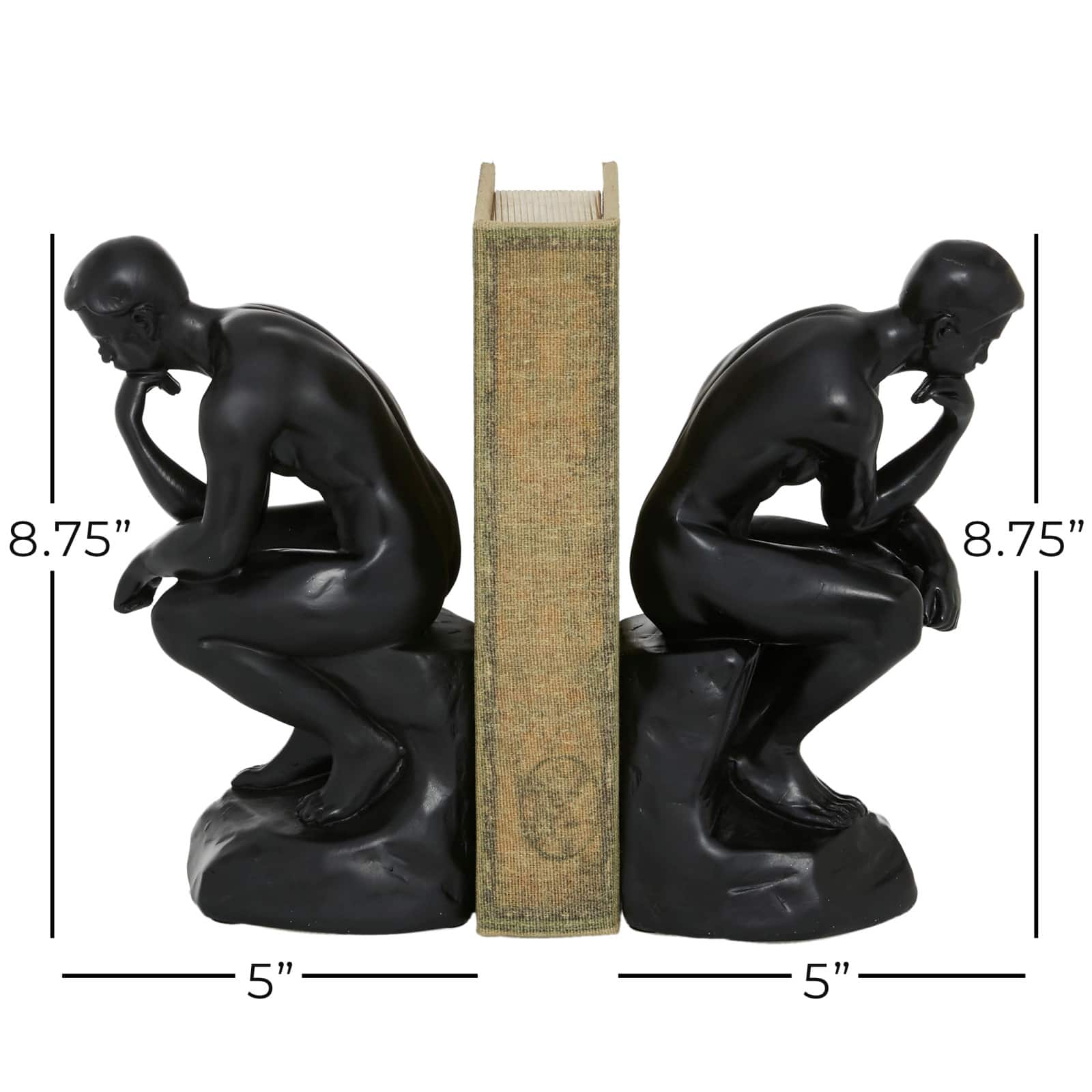 The Novogratz 9&#x22; Black The Thinker Vintage Bookends