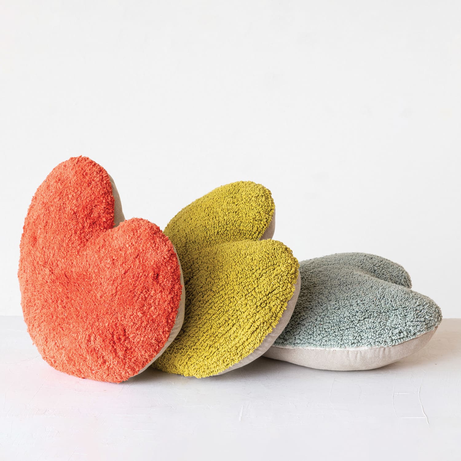Hello Honey&#xAE; Red, Yellow &#x26; Blue Cotton Tufted Heart Pillow Set