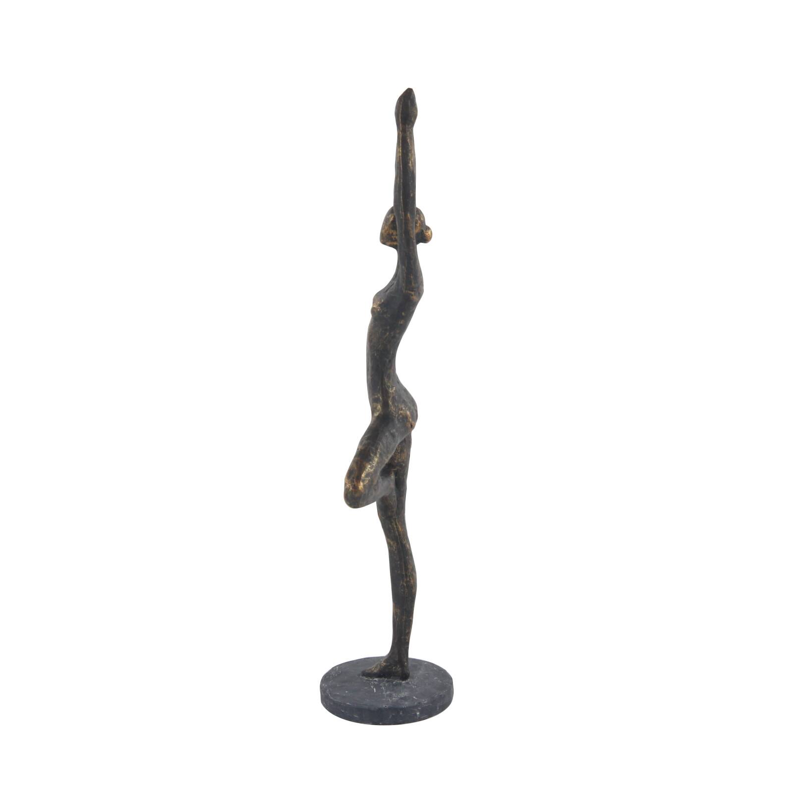 Brass Polystone Modern Sculpture, Yoga 18&#x22; x 6&#x22; x 4&#x22;