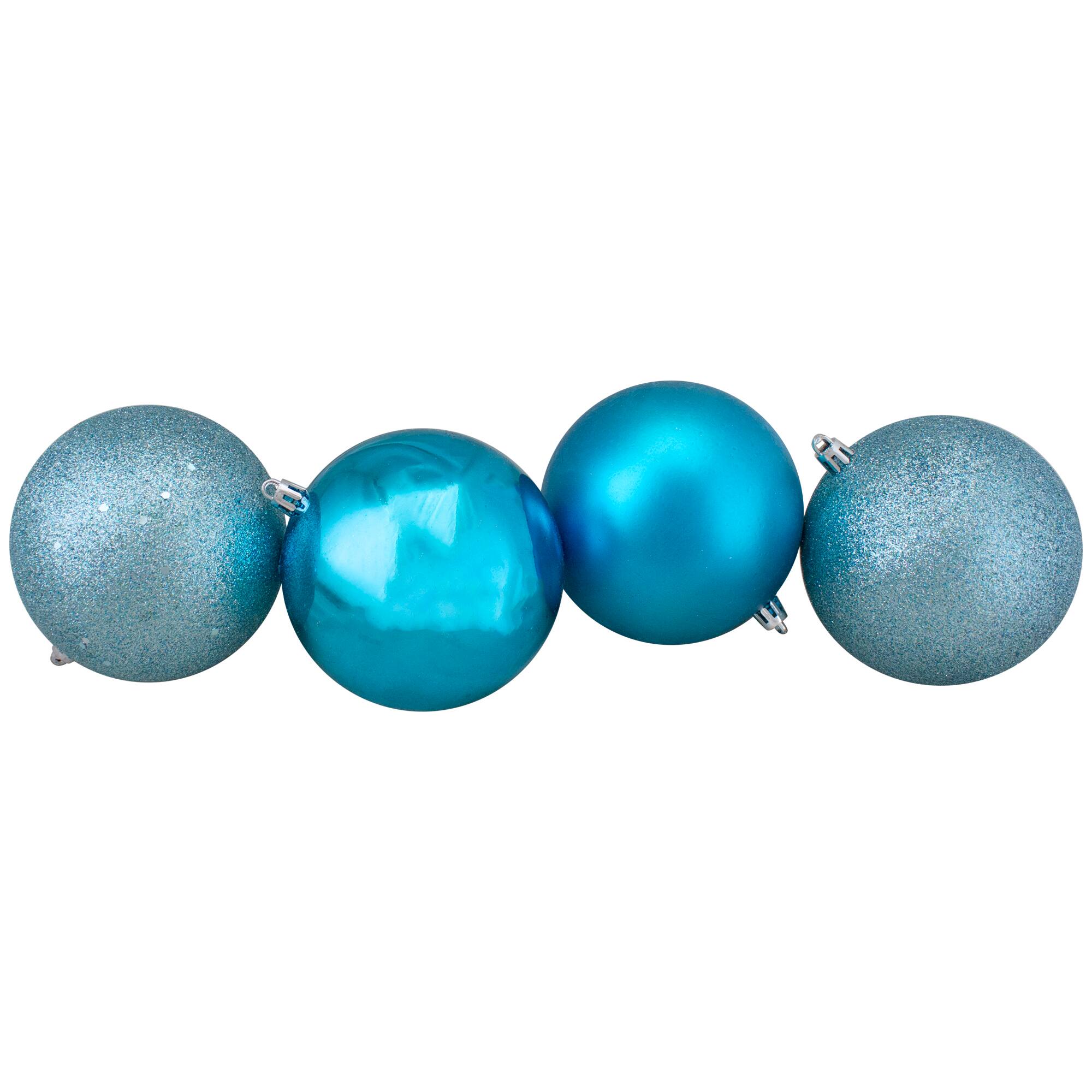 32ct. 3.25" Turquoise Blue Shatterproof 4-Finish Christmas Ball Ornaments