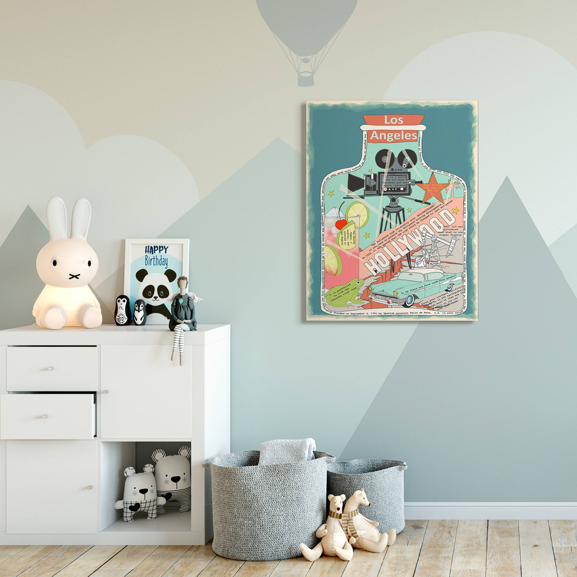 Stupell Industries Vintage Jar Los Angeles Fun Facts Canvas Wall Art