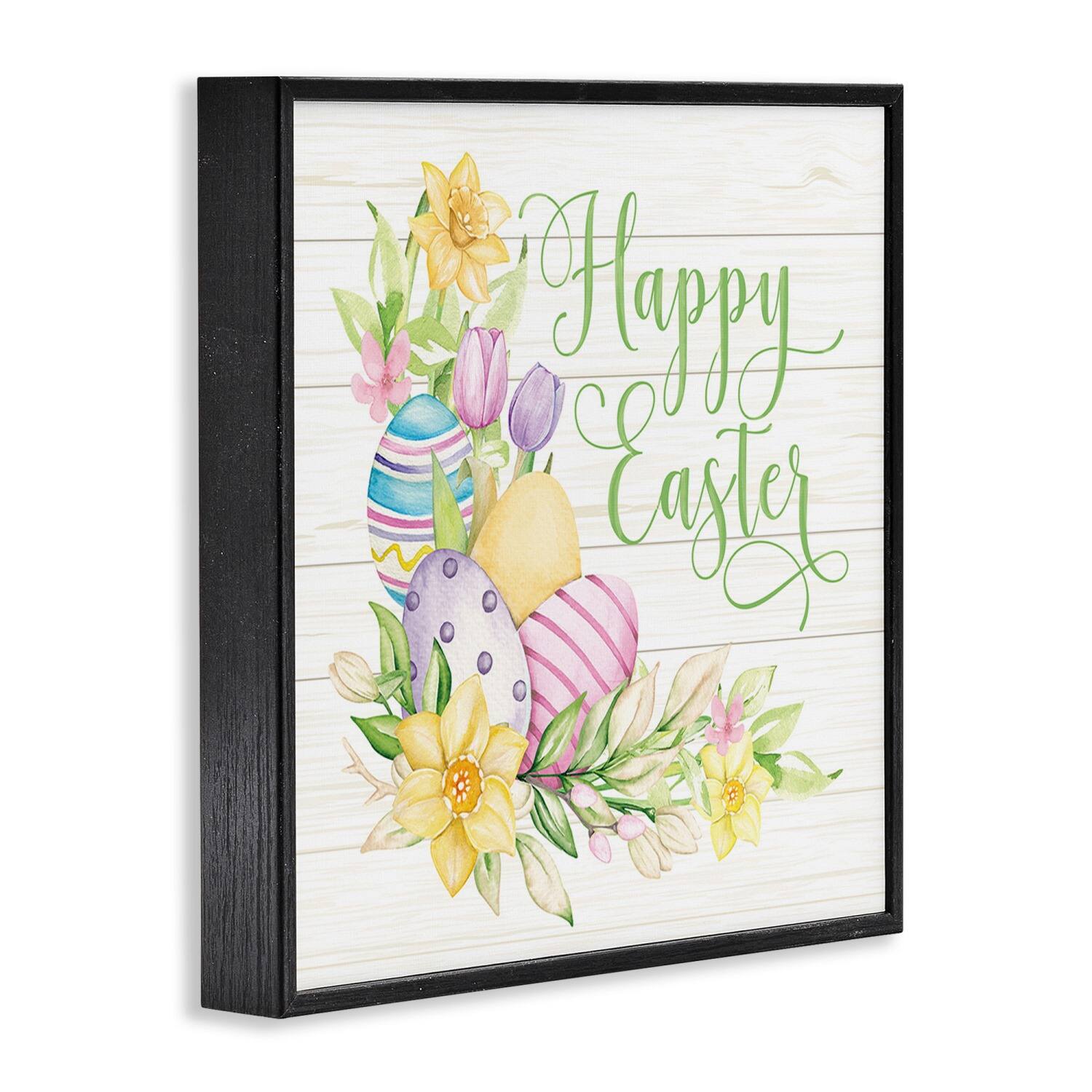 Stupell Industries Happy Easter Daffodils Framed Giclee Art