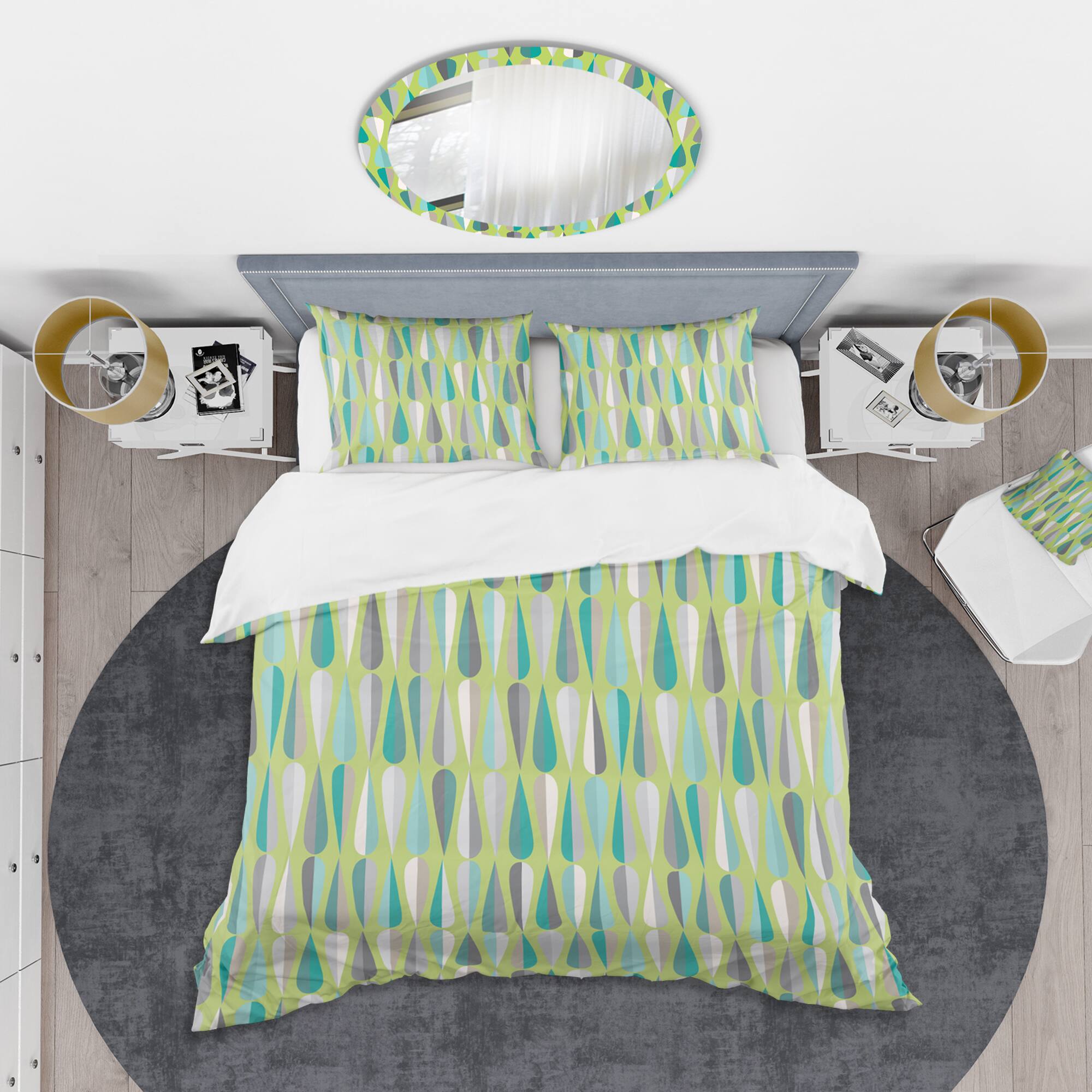 Designart &#x27;Retro Abstract Drops VI&#x27; Mid-Century Duvet Cover Set