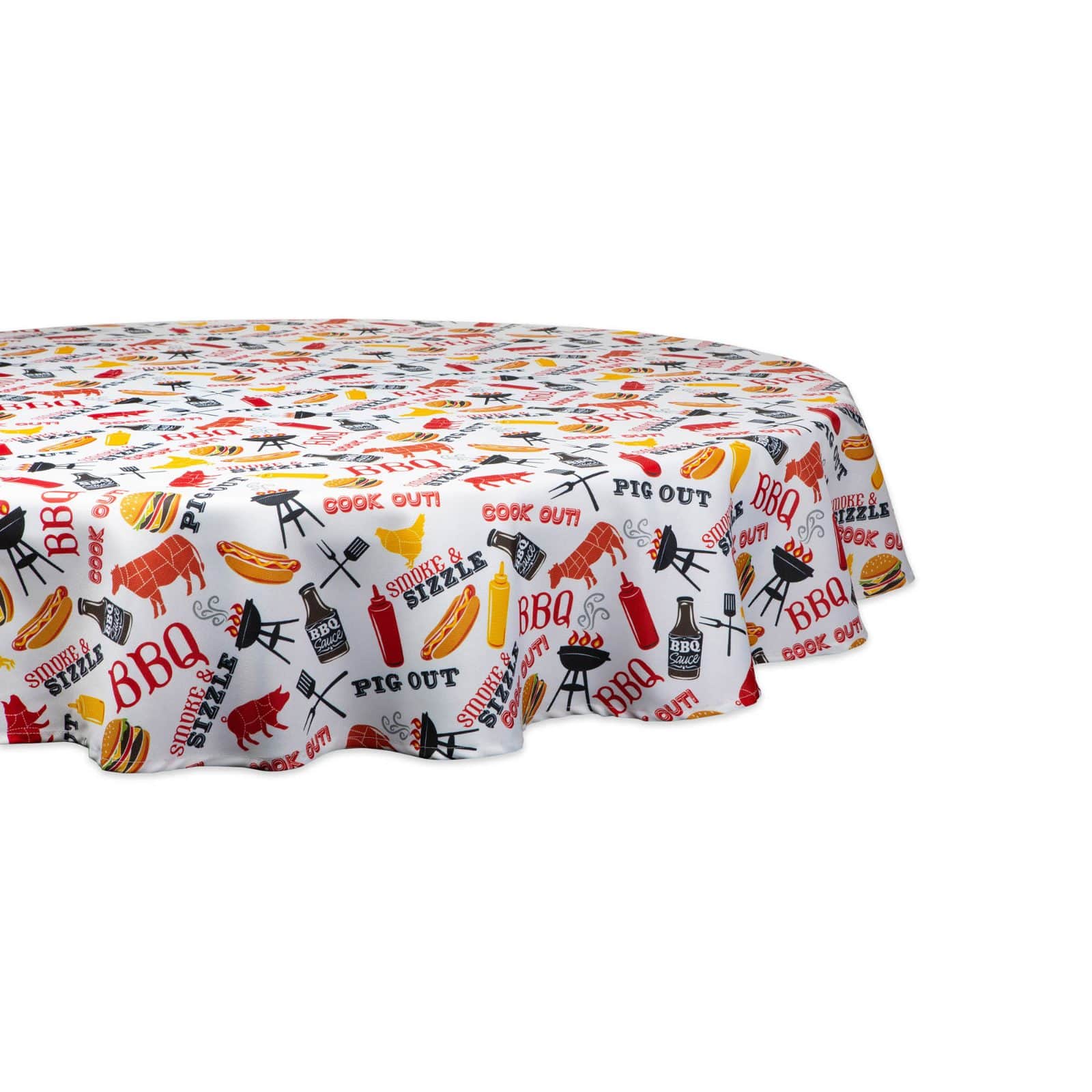 DII&#xAE; 60&#x22; Round BBQ Fun Print Outdoor Tablecloth with Zipper