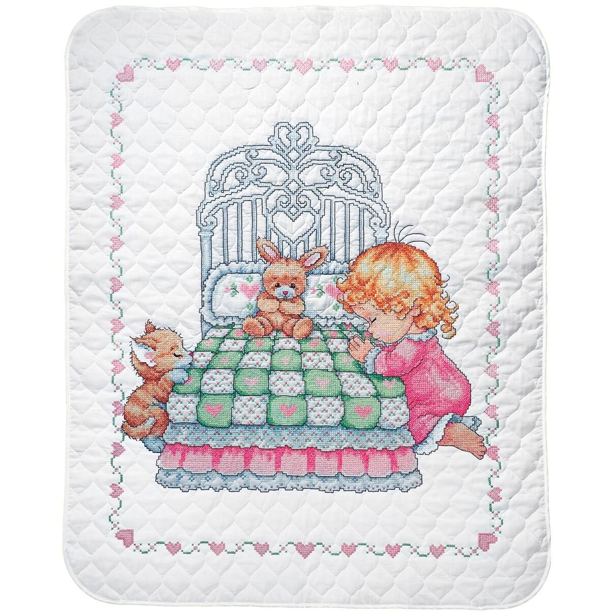 Tobin Baby Bedtime Prayer Stamped Quilt Cross Stitch Kit