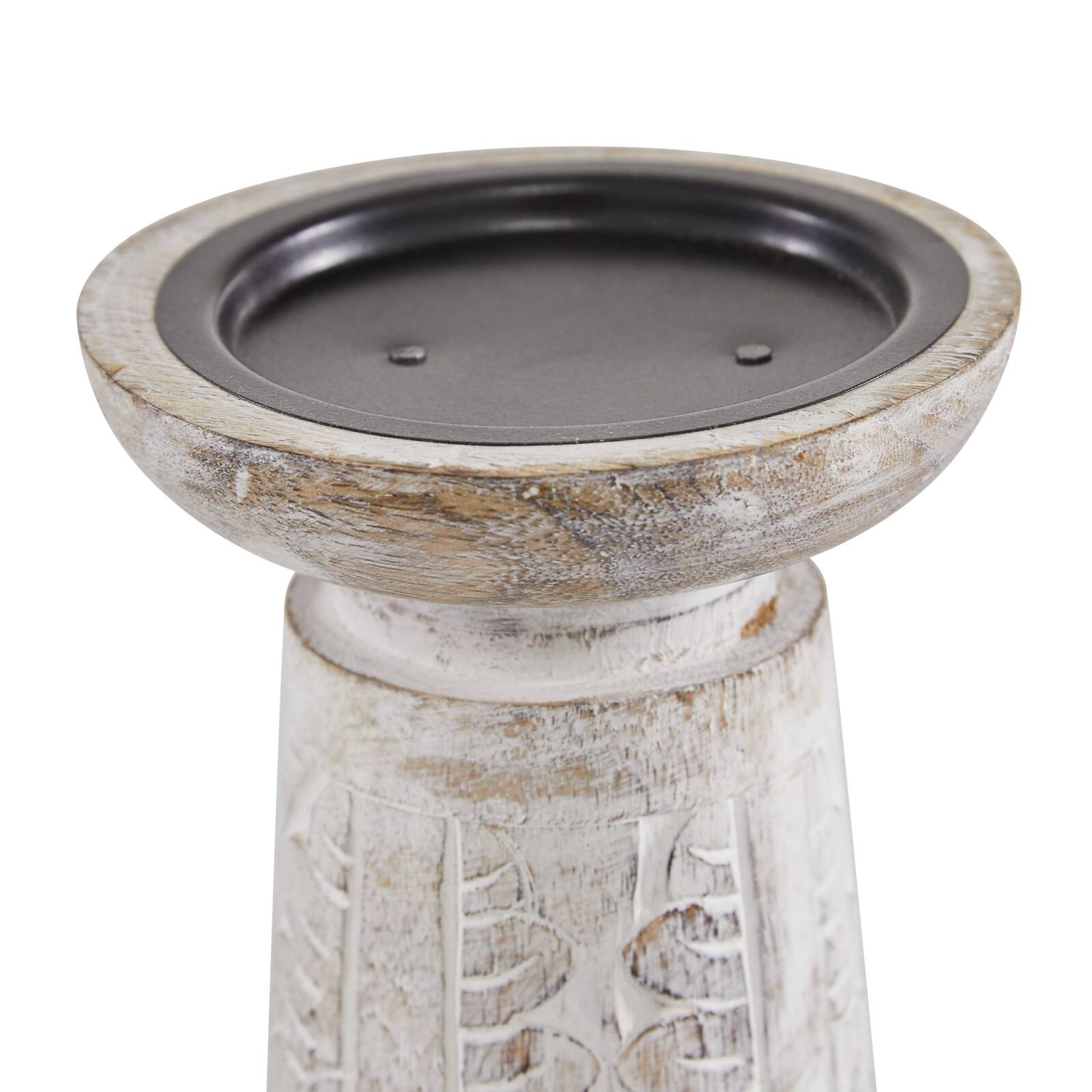 White Mango Wood Natural Candle Holder Set