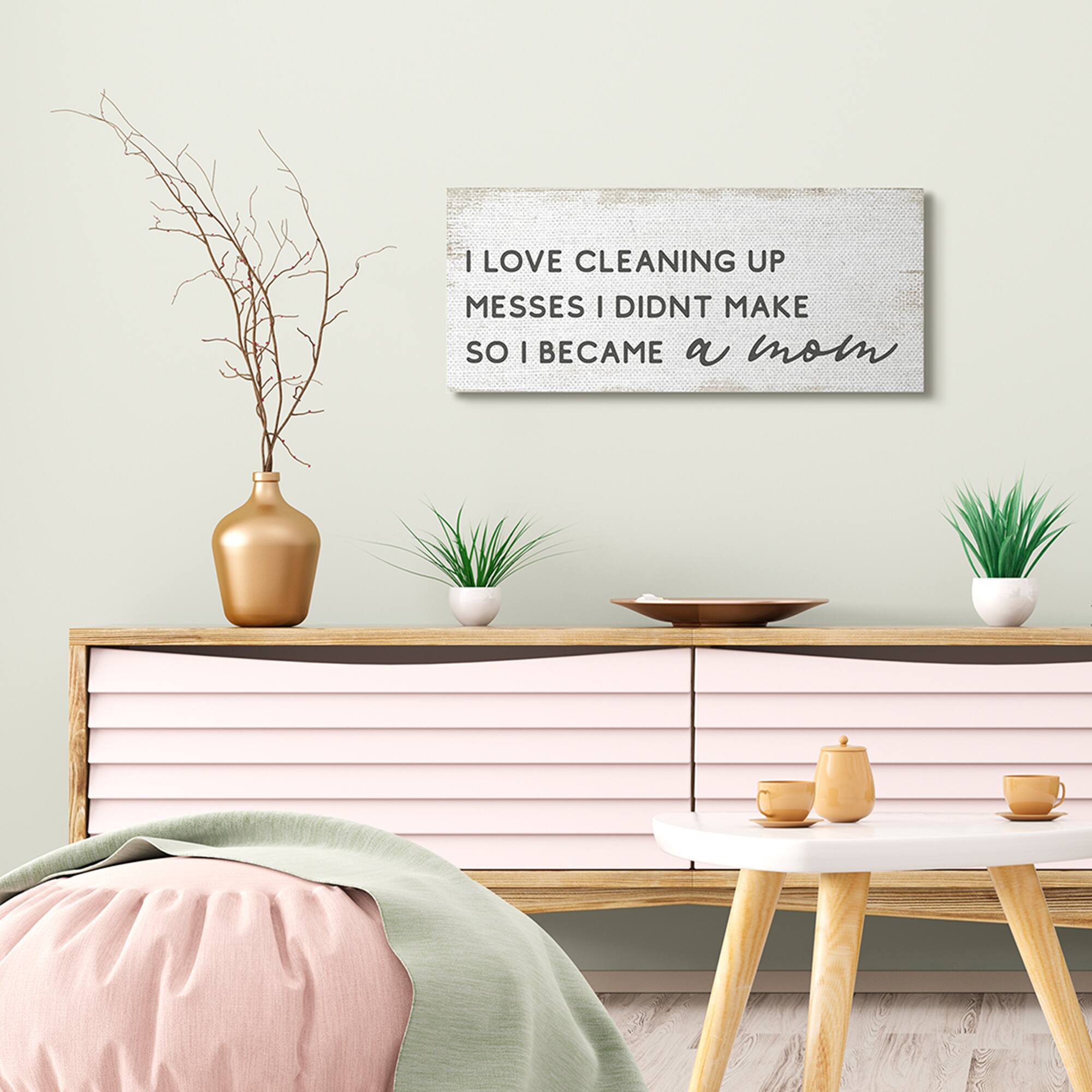 Stupell Industries Funny Became A Mom Phrase Charming Family Design Canvas Wall Art