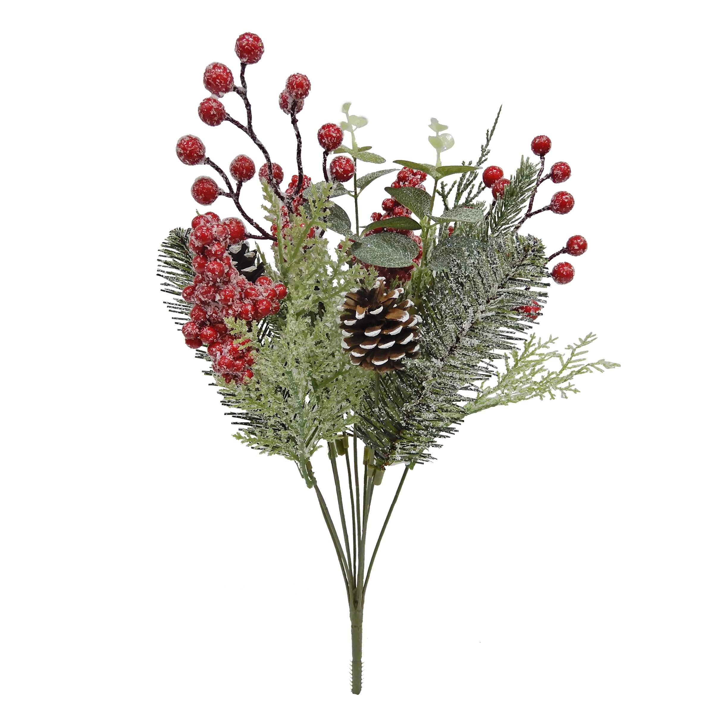 19&#x22; Iced Red Berry, Pine &#x26; Eucalyptus Deluxe Bush by Ashland&#xAE;