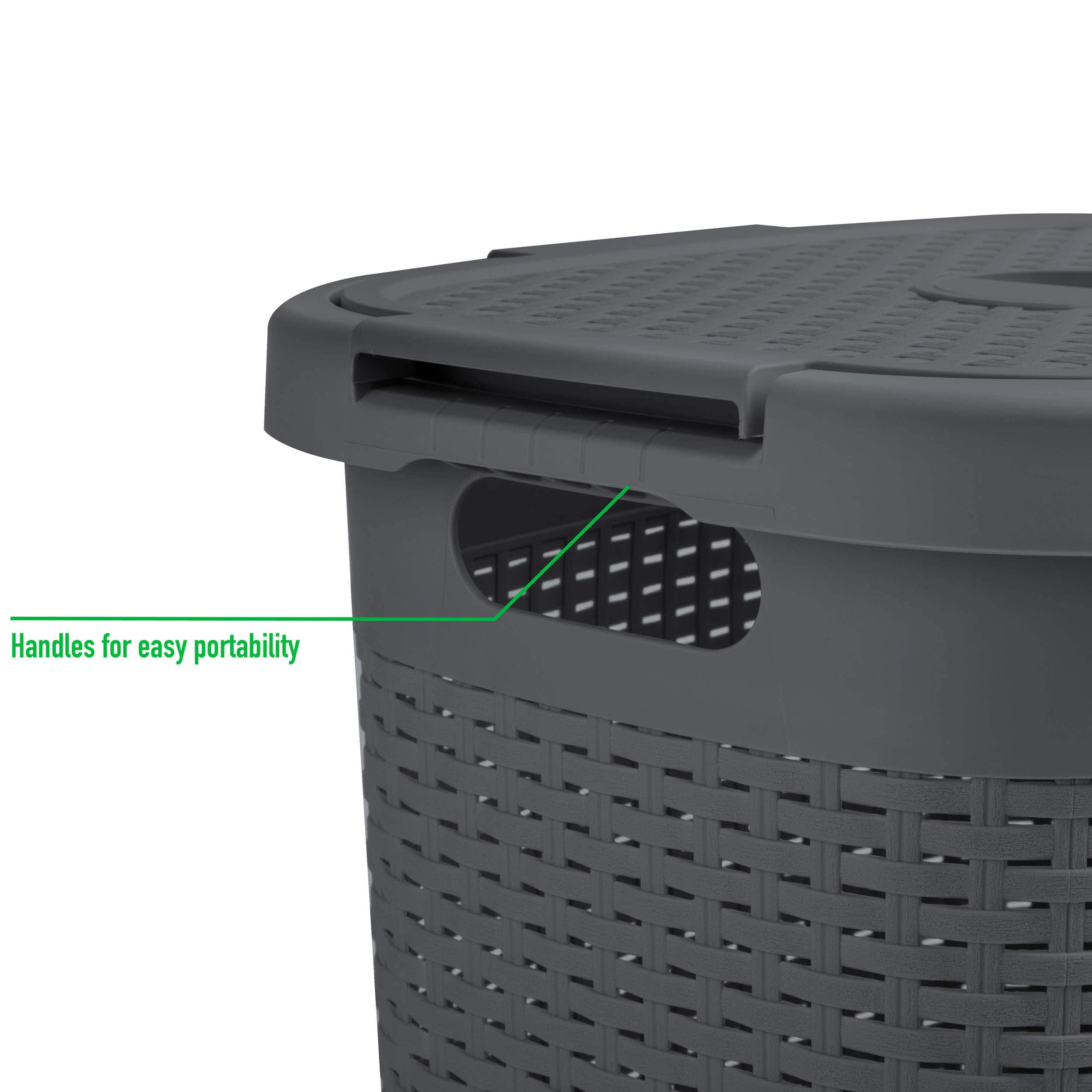 Mind Reader 60L Hamper Laundry Basket with Cutout Handles