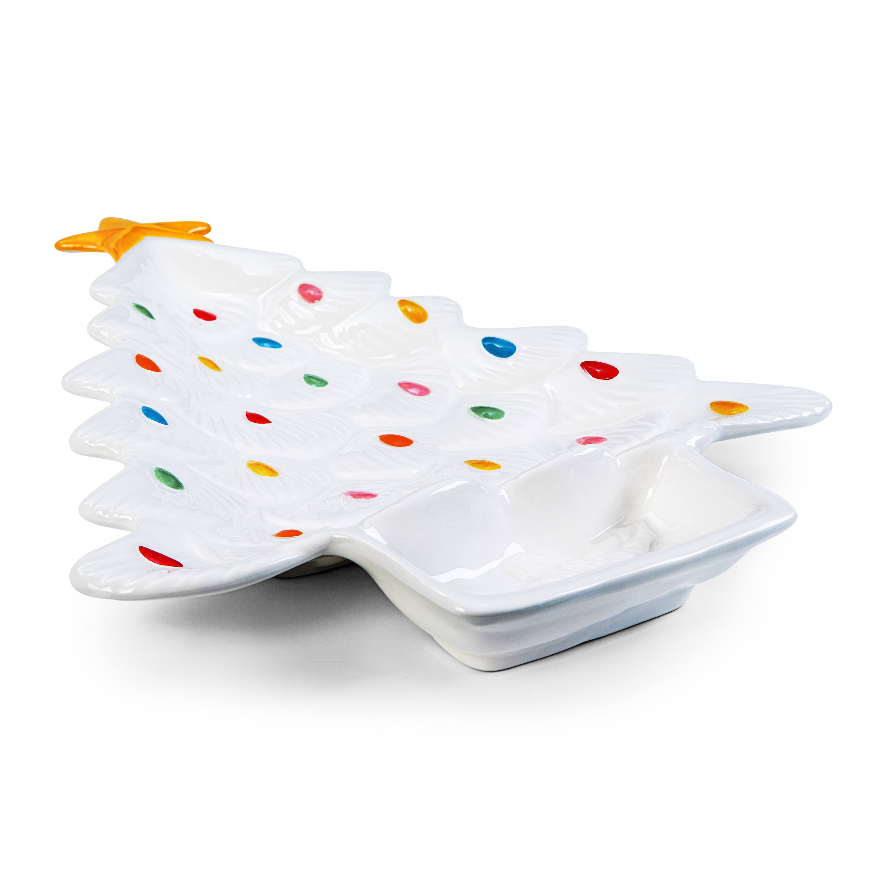 14&#x22; White Tree Platter with Dip Section