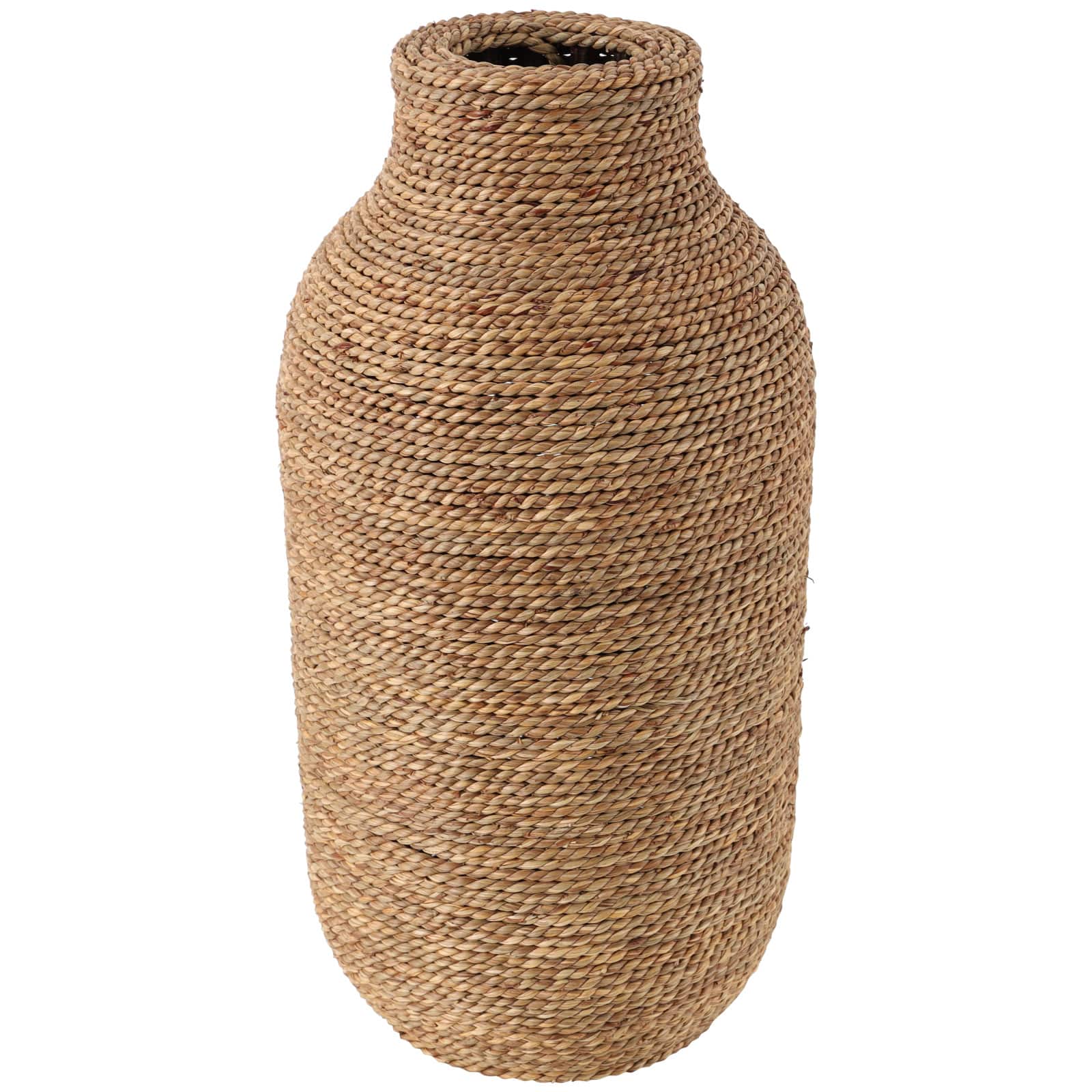 19" Brown Seagrass Handmade Wrapped Vase