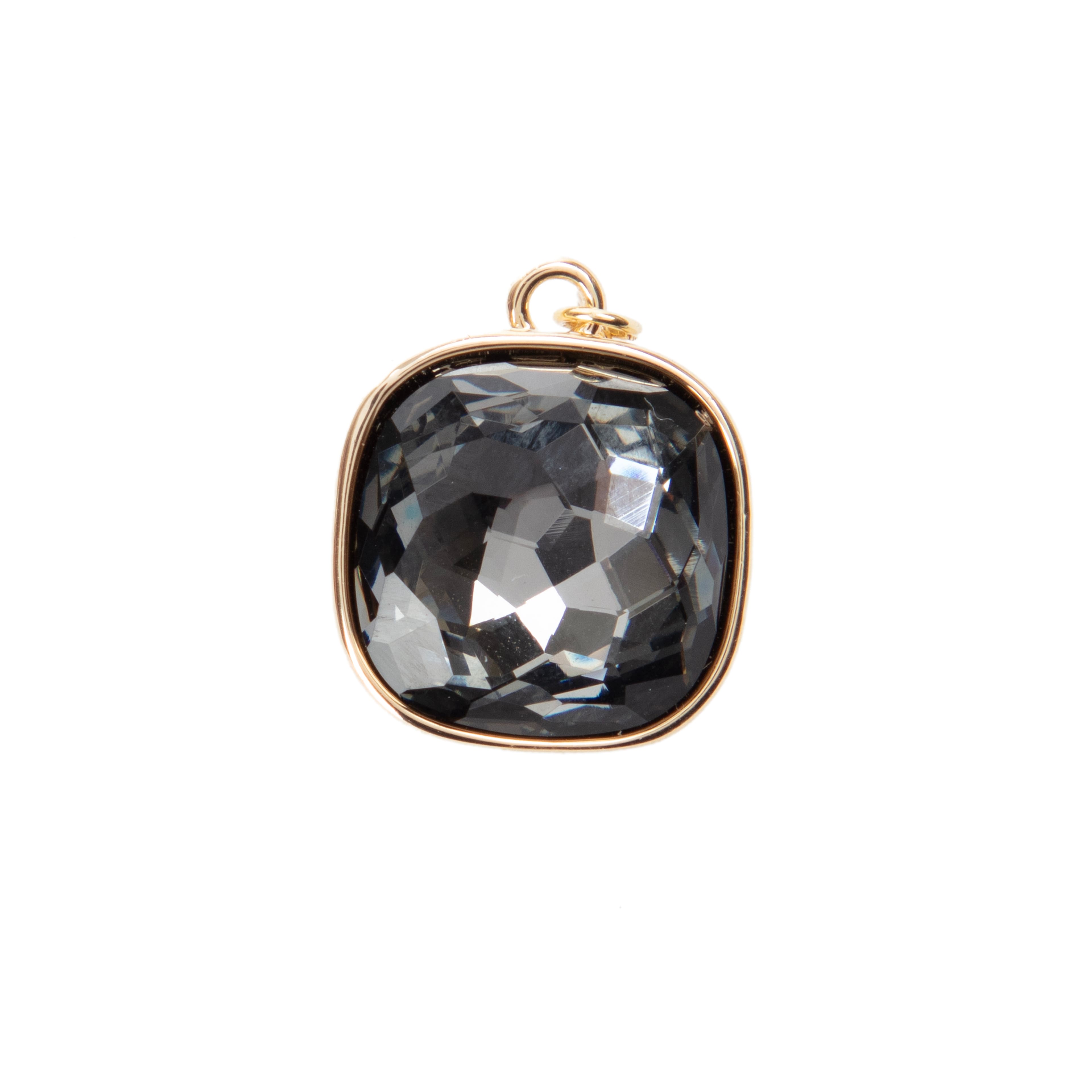 14K Gold Plated Gray Austrian Crystal Cushion Cut Charm by Bead Landing™