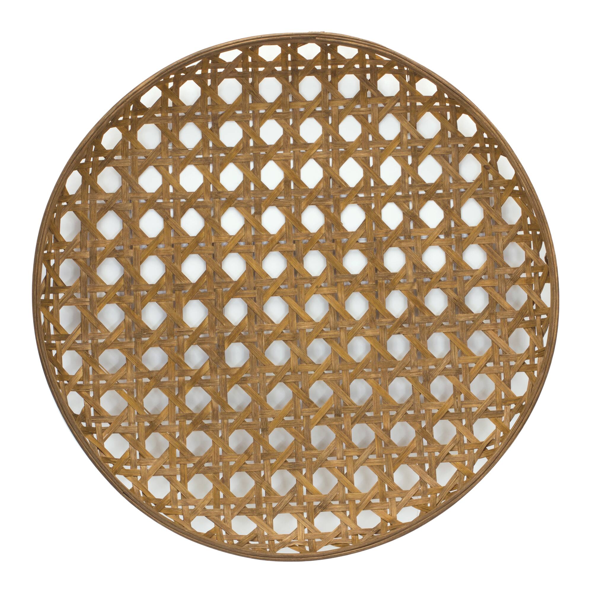 Natural Brown Round Bamboo Wooden Tray