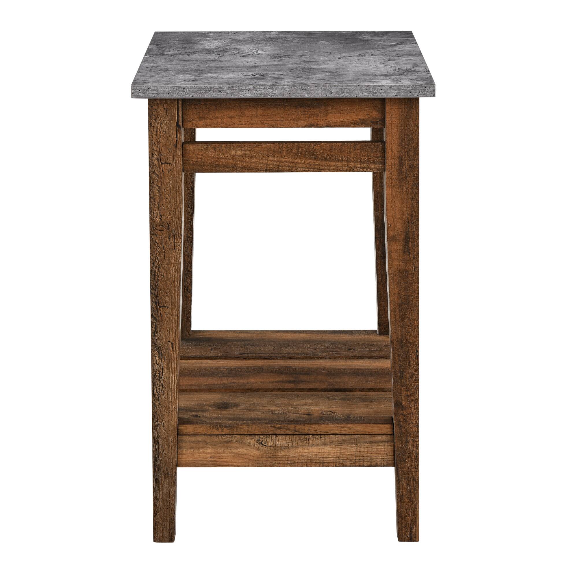 Walker Edison 18&#x22; Dark Concrete &#x26; Reclaimed Barnwood Farmhouse Trim Side Table