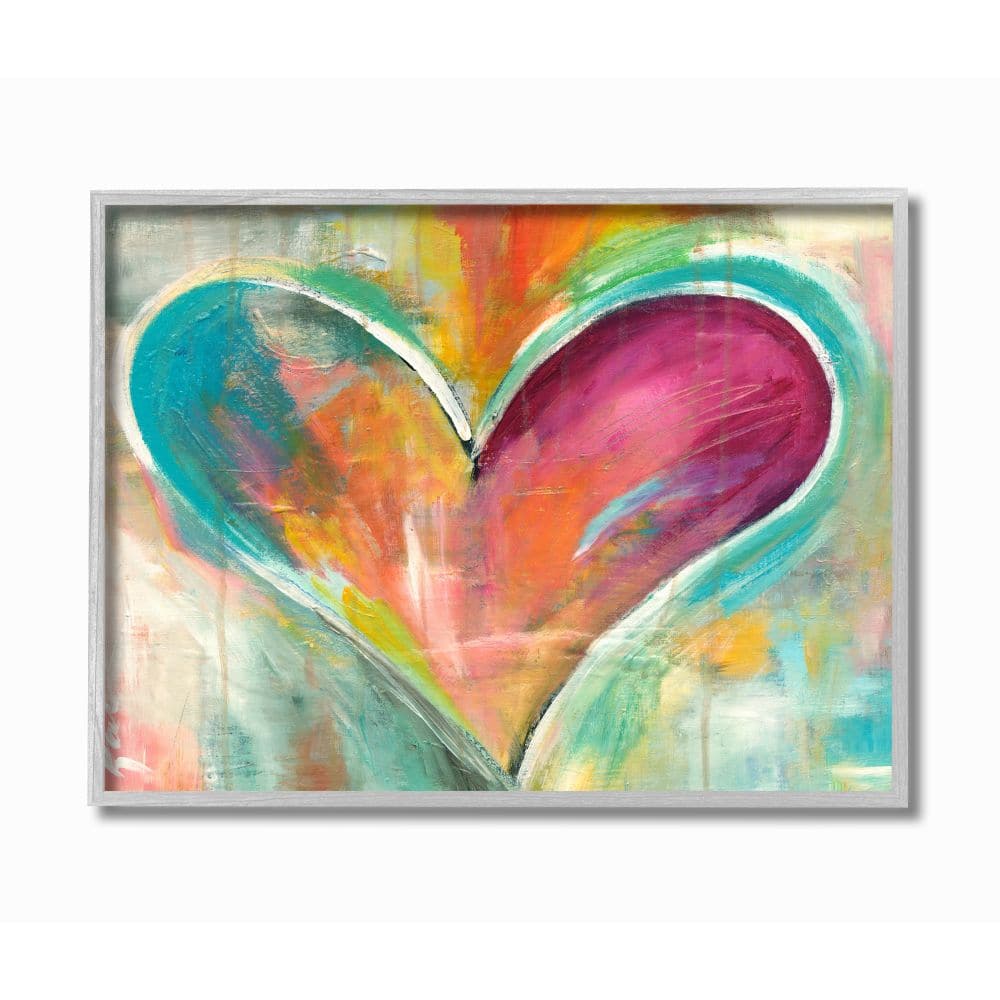 Stupell Industries Abstract Colorful Heart Gray Framed Wall Art | Michaels