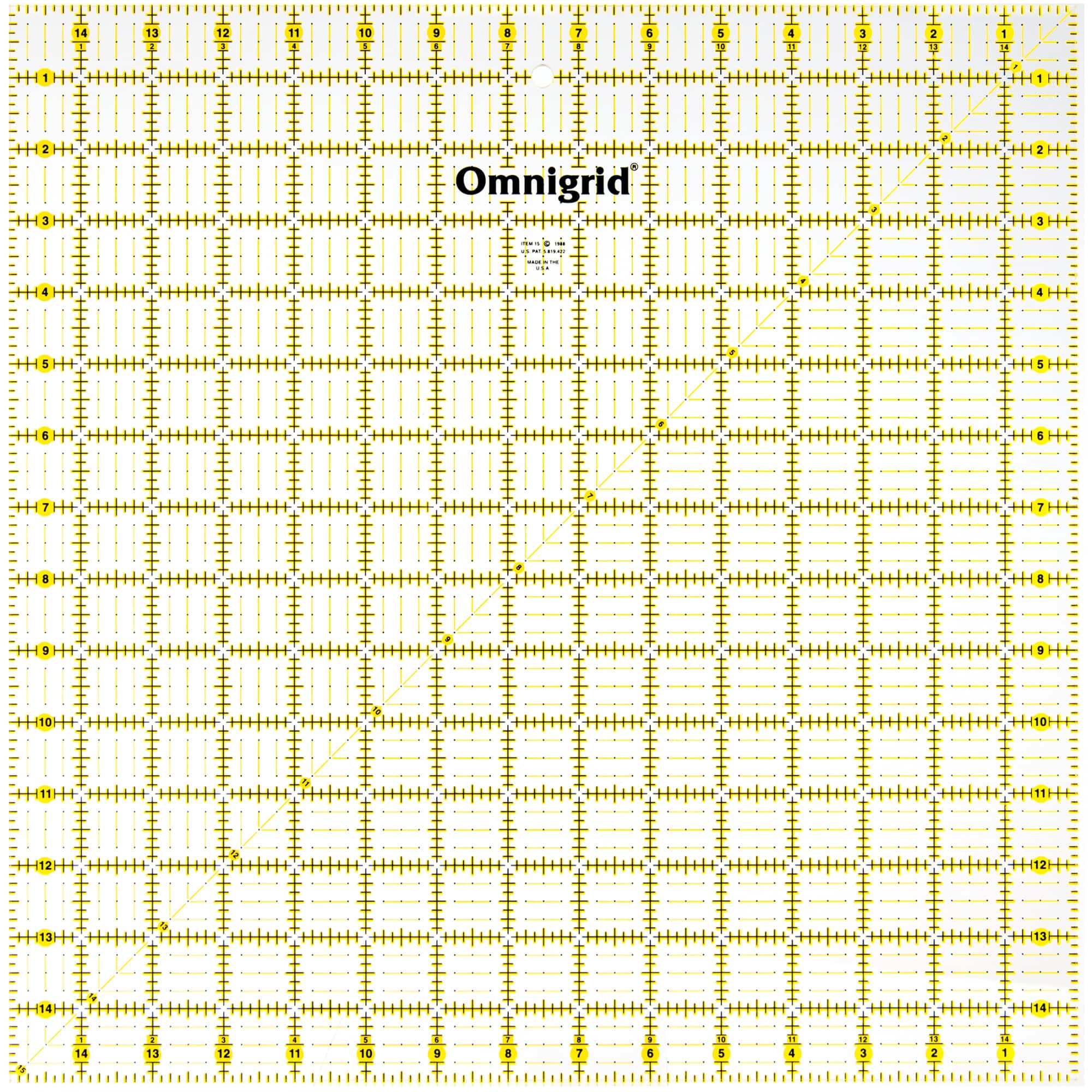 Omnigrid Square Quilting & Sewing Ruler, 15" x 15"