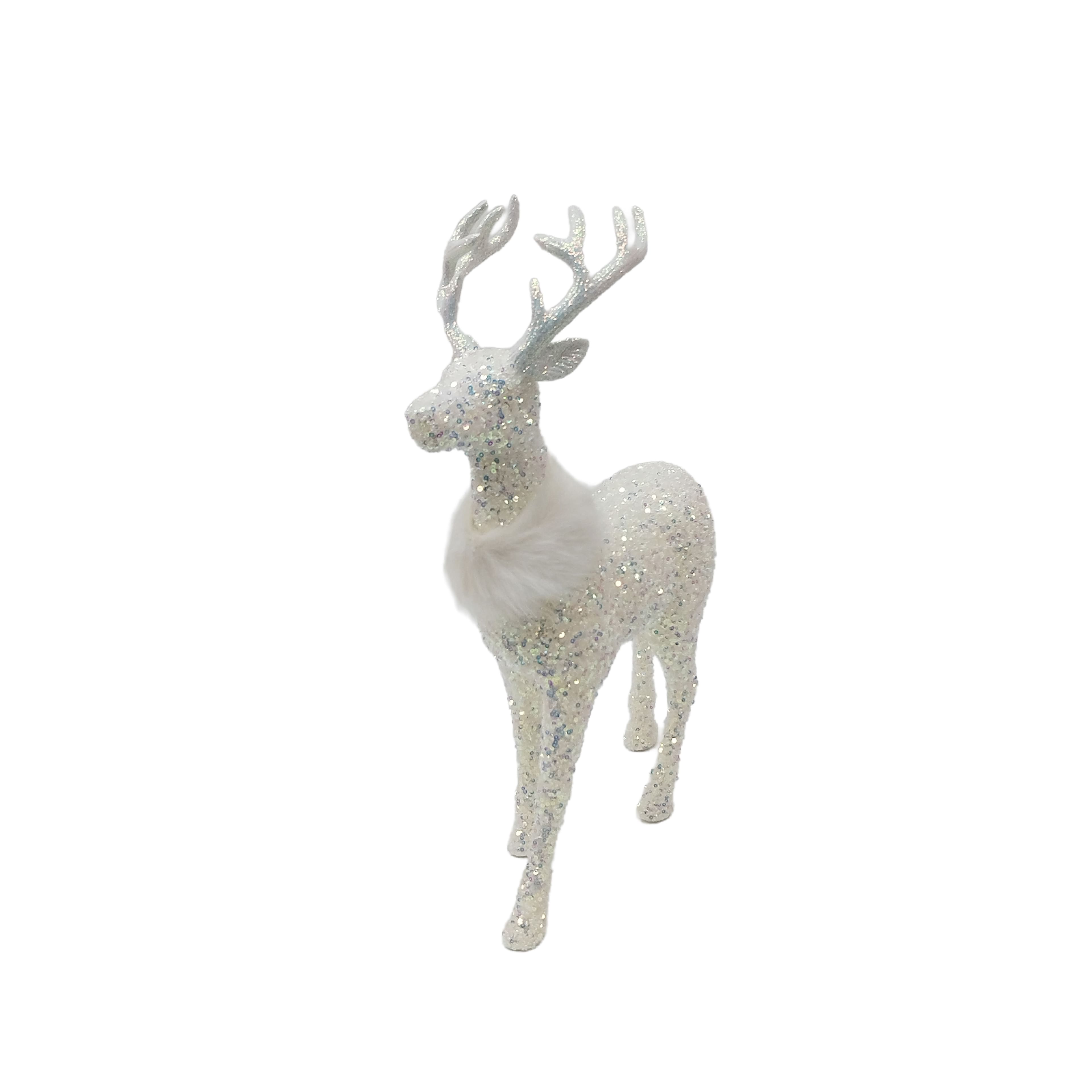18&#x22; White Standing Reindeer with Faux Fur &#x26; Sequins by Ashland&#xAE;