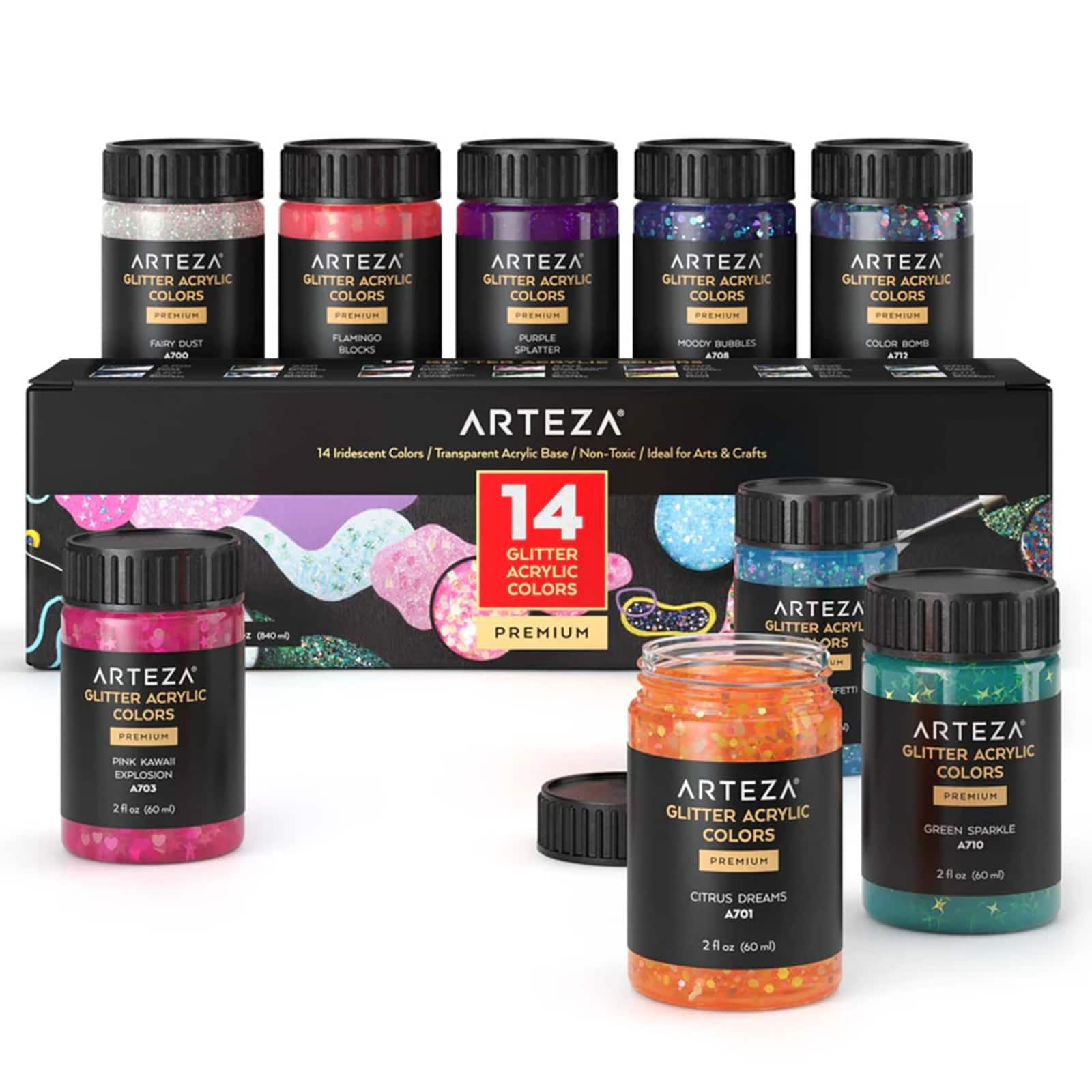 Arteza&#xAE; Chunky Glitter Acrylic Craft Paint Set