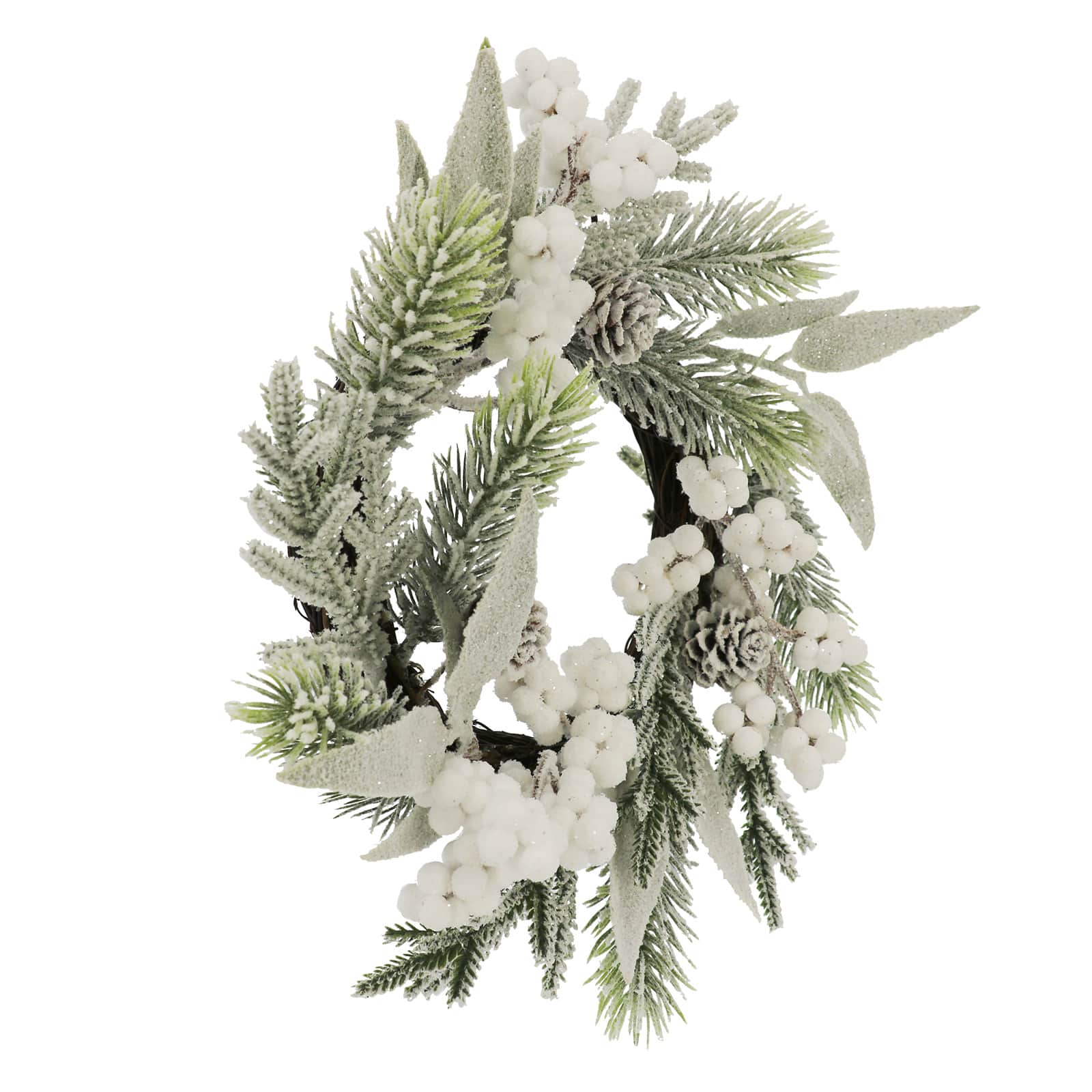 12&#x22; Mini Snowy White Berry &#x26; Pinecone Wreath by Ashland&#xAE;
