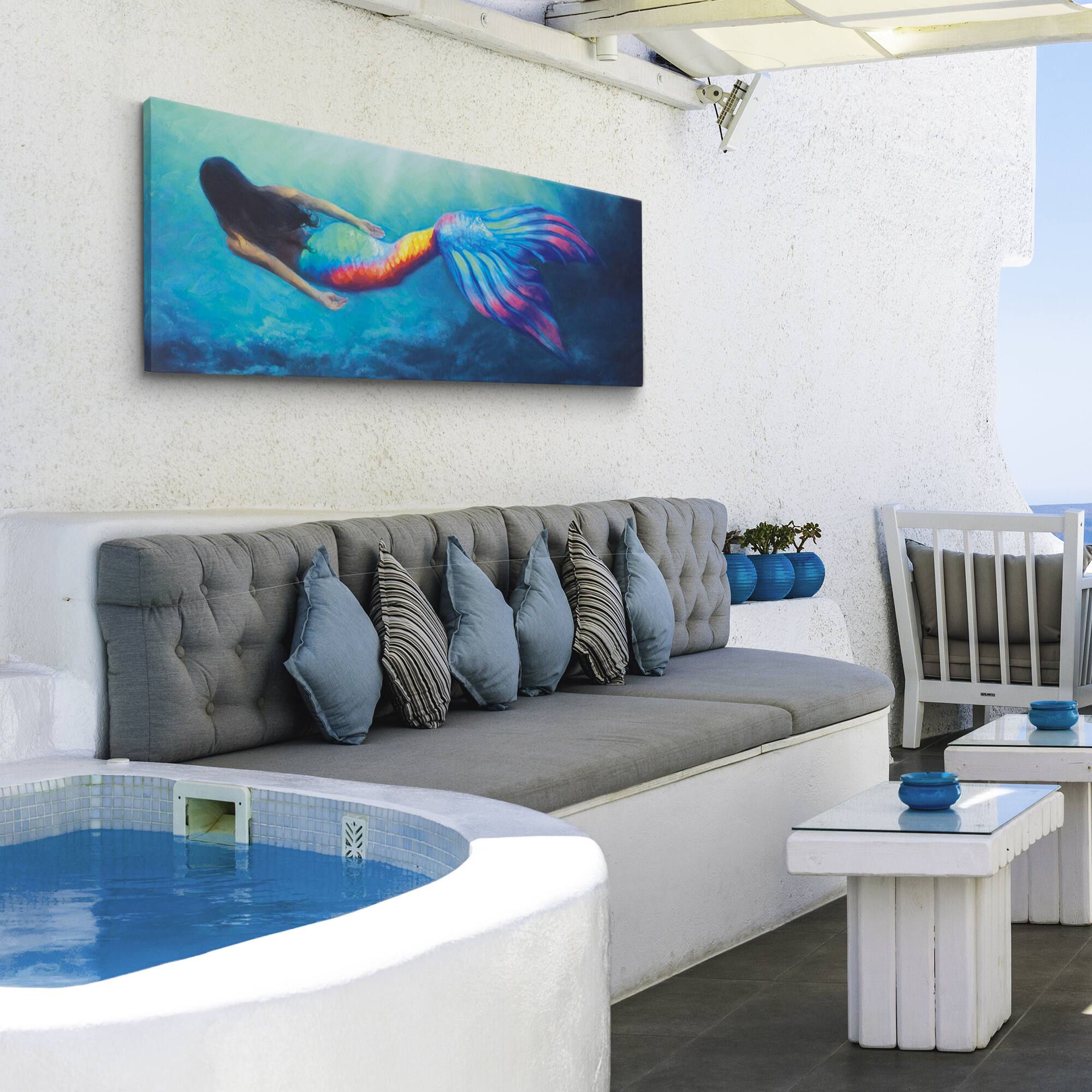 Mermaid Tail Outdoor Canvas Art Print - 16&#x22;x48&#x22;