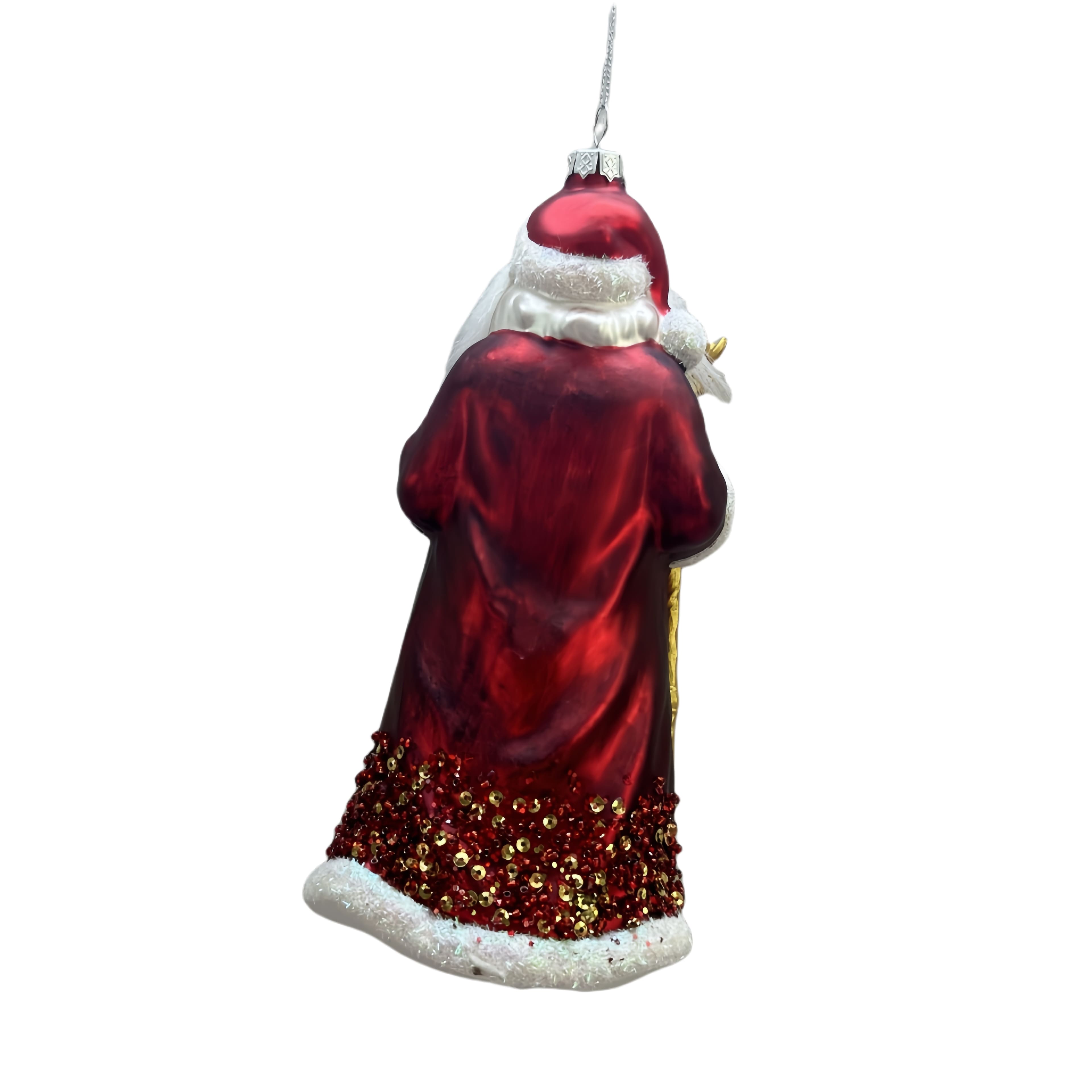 7.5&#x22; Santa with Reindeer Staff Glass Ornament by Ashland&#xAE;
