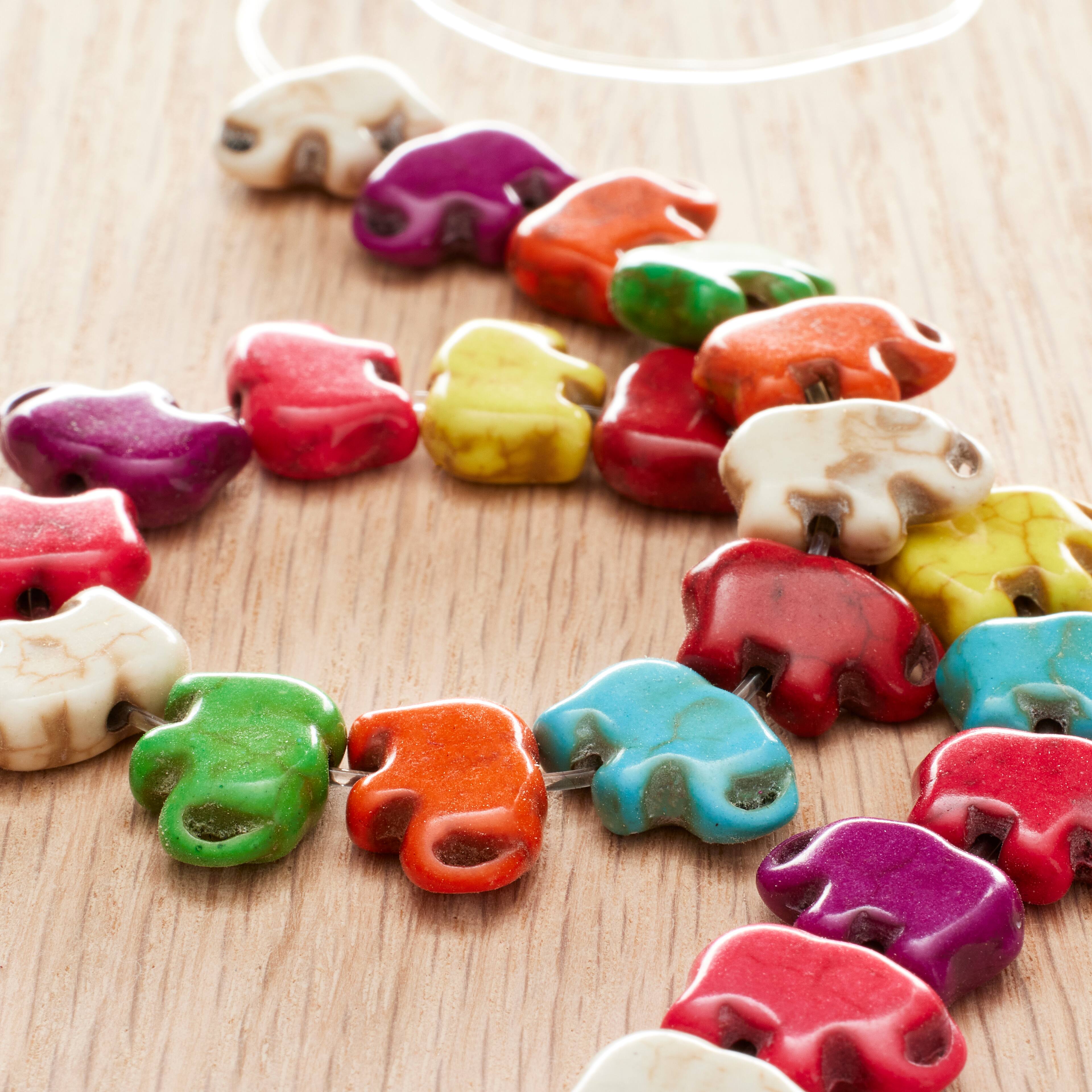 12 Pack: Multicolor Reconstituted Stone Elephant Beads, 15mm by Bead Landing™