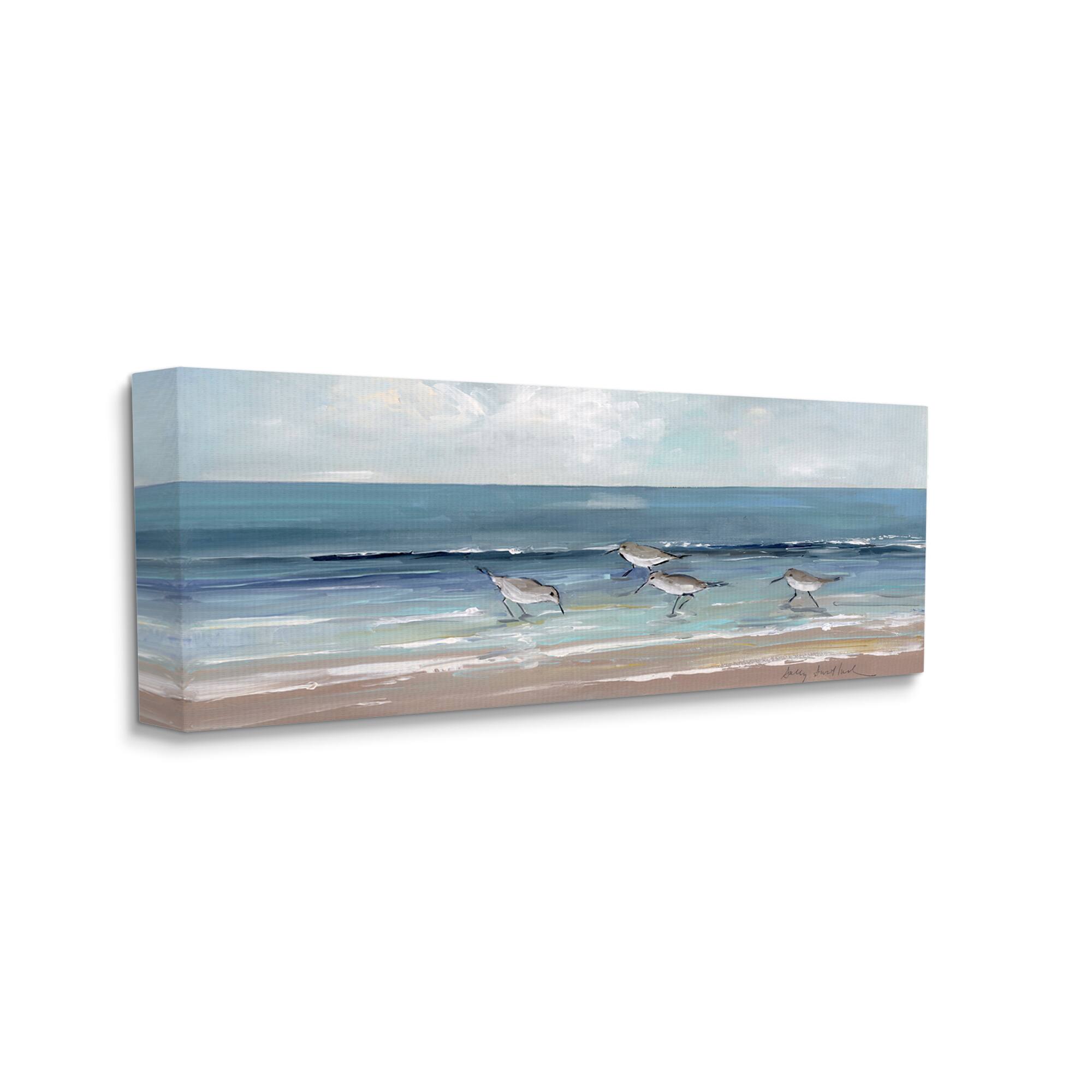 Stupell Industries Sandpipers Birds Cloudy Sky Beach Shore Painting Canvas Wall Art