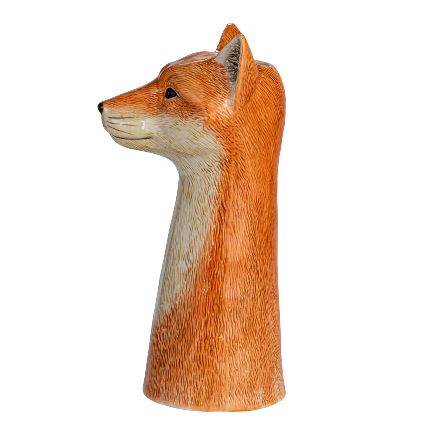 11&#x22; Orange Hand-Painted Decorative Stoneware Fox Vase