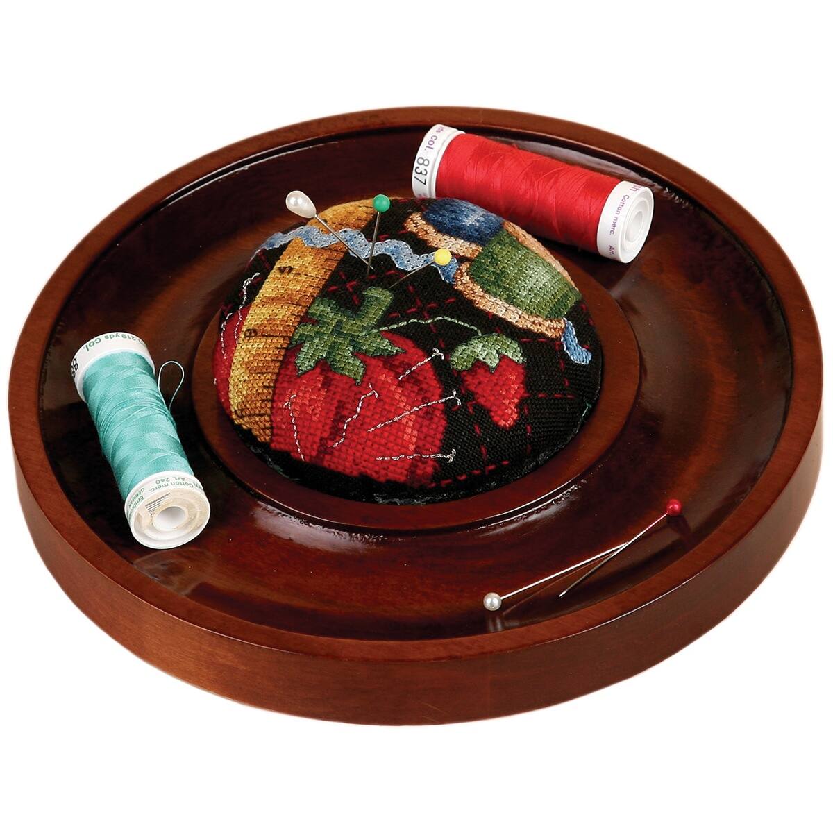 Sudberry House Mahogany Round Pincushion Tray