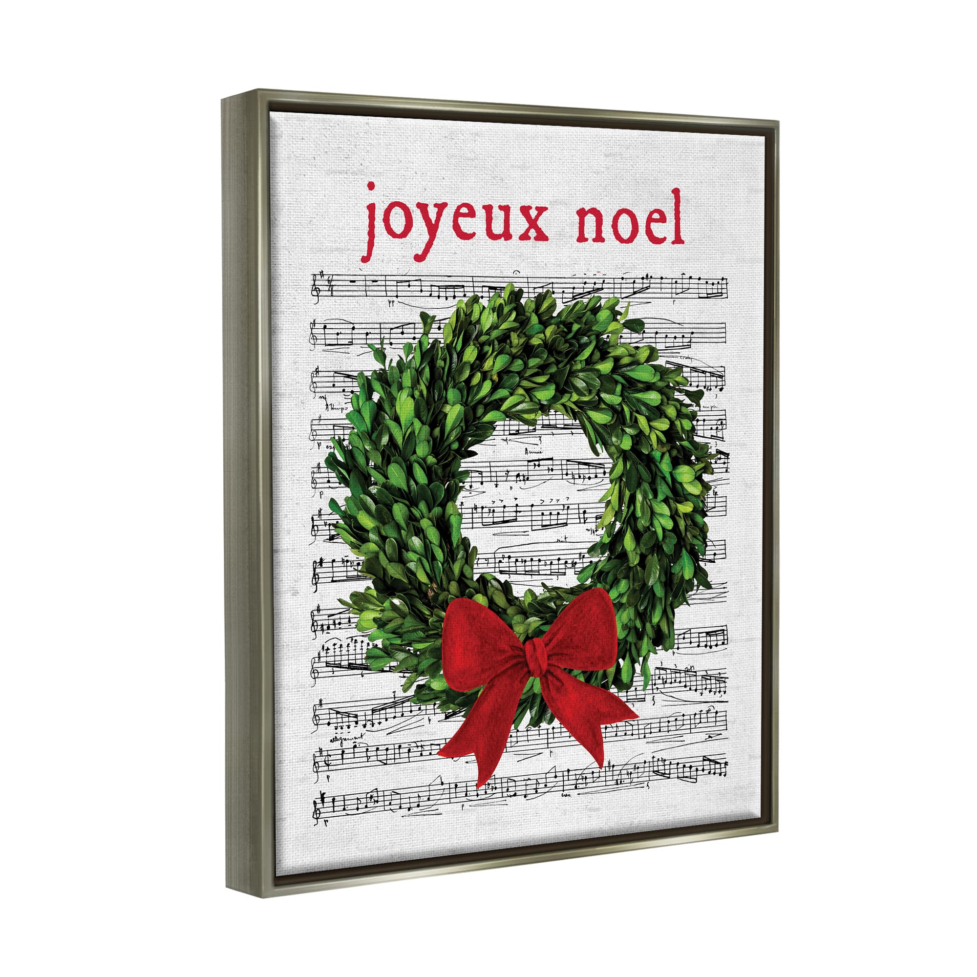 Stupell Industries Joyeux Noel Vintage Song Framed Floater Canvas Wall Art
