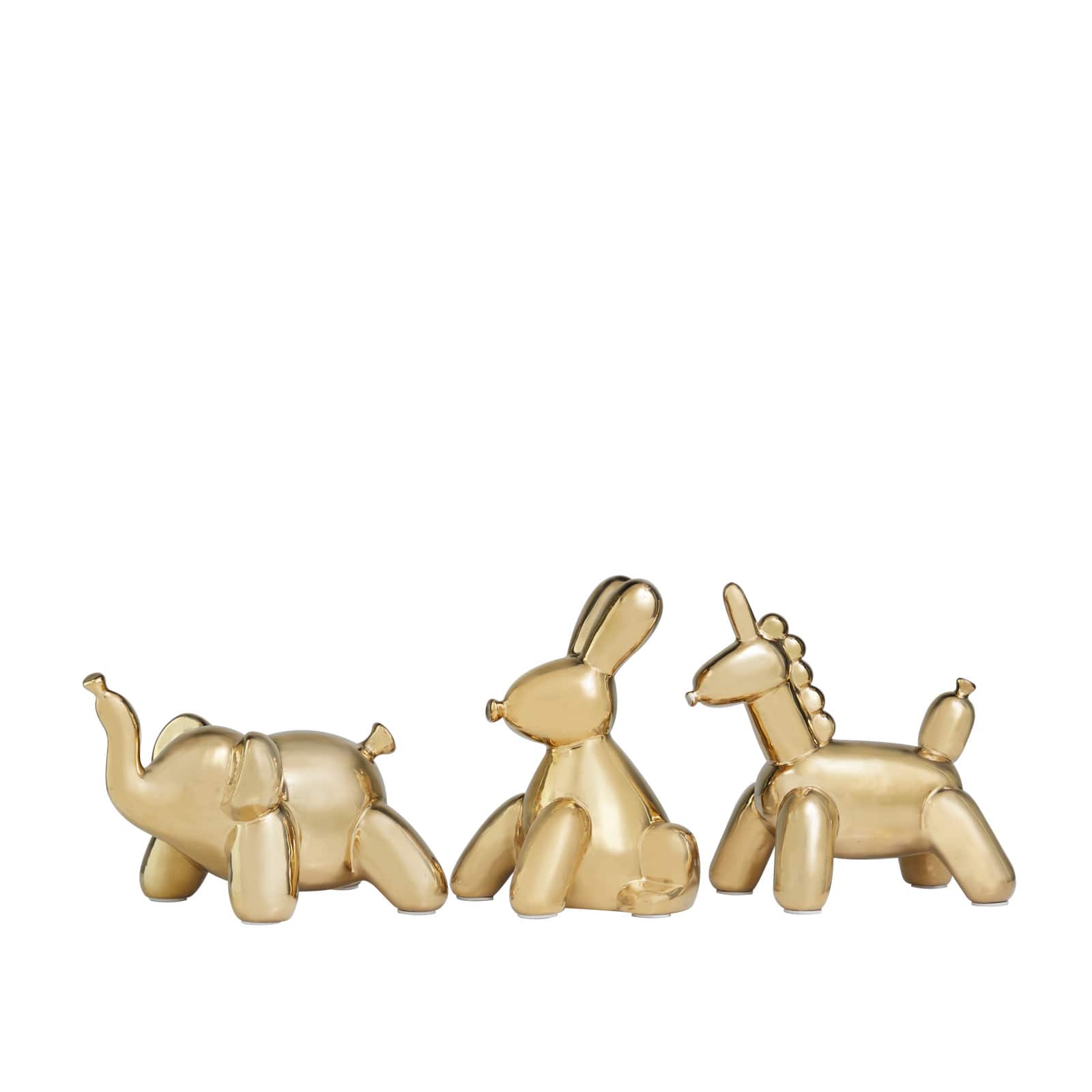 Golden Balloon Animals Ceramic Tabletop Sculpture Set