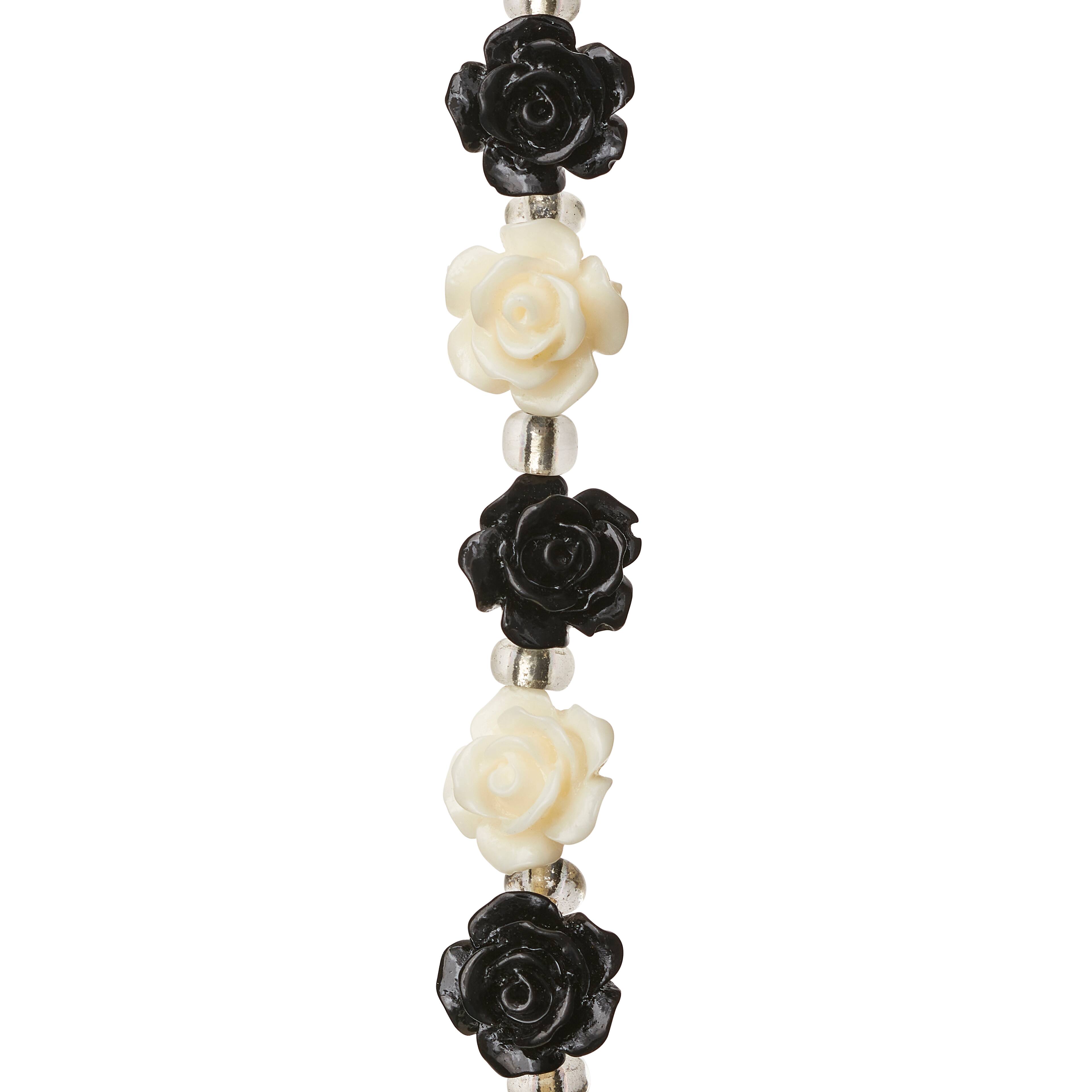 12 Pack: Black & White Flower Beads, 10mm by Bead Landing™